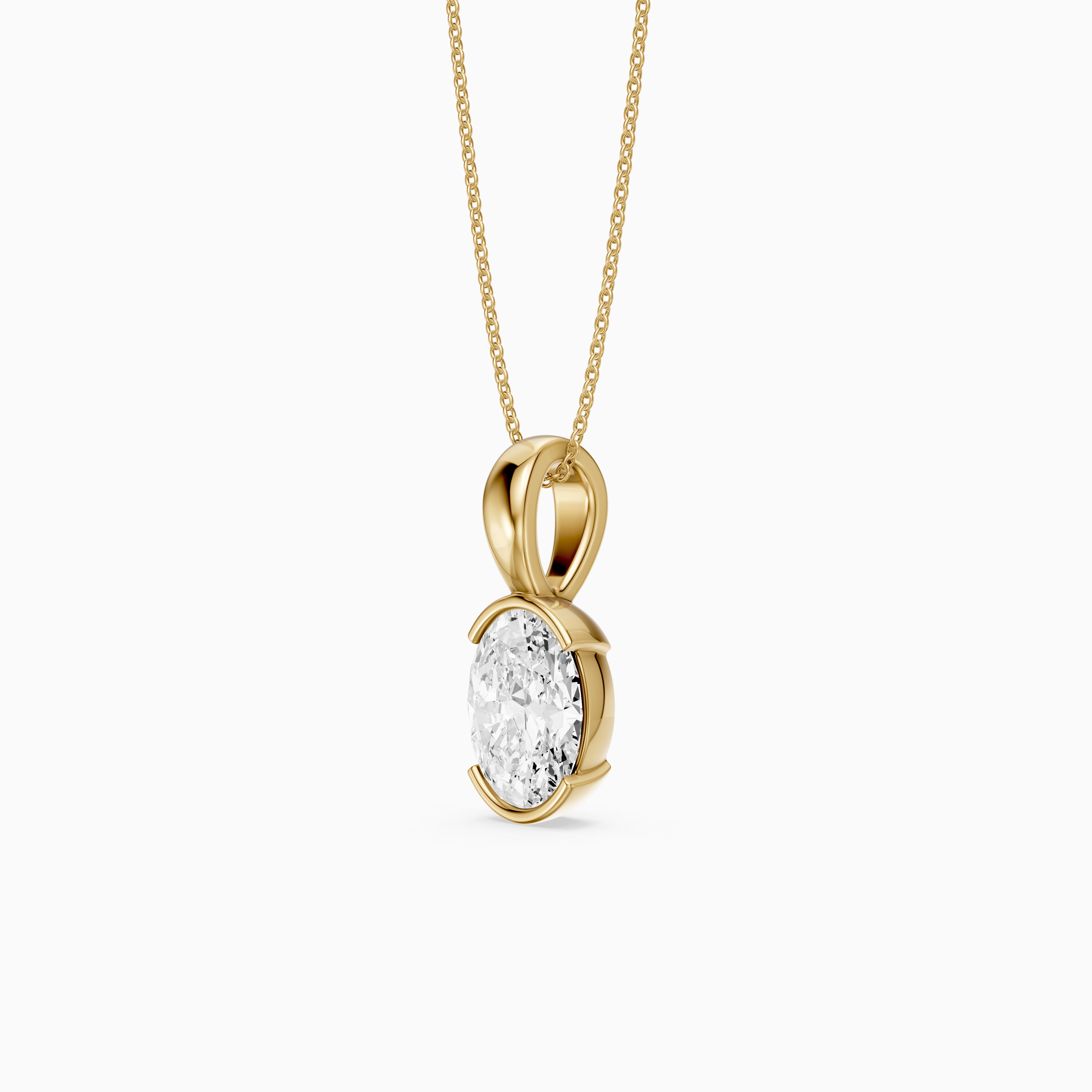 Matilda Oval Shape Half Bezel Lab Grown Diamond Pendant