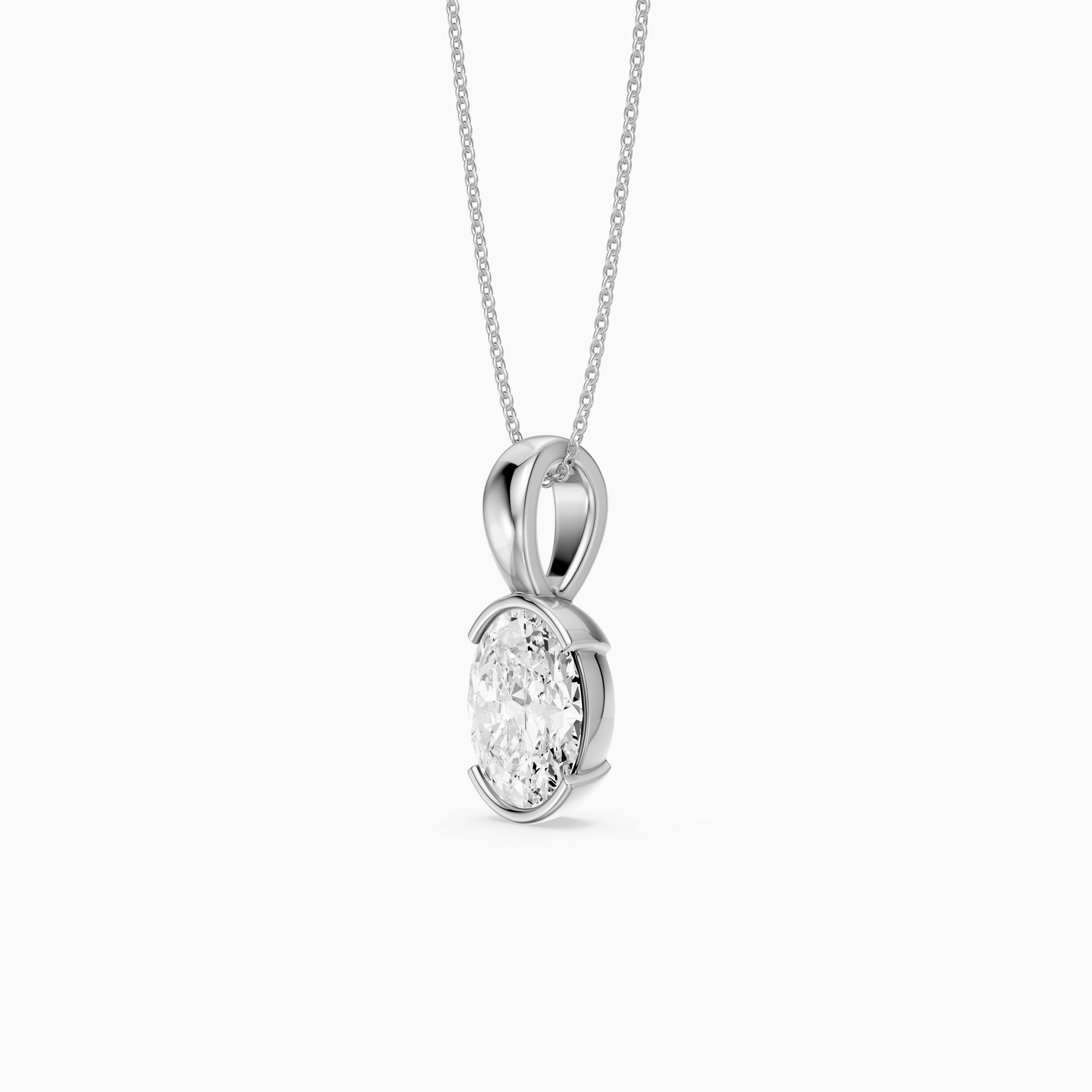 Matilda Oval Shape Half Bezel Lab Grown Diamond Pendant