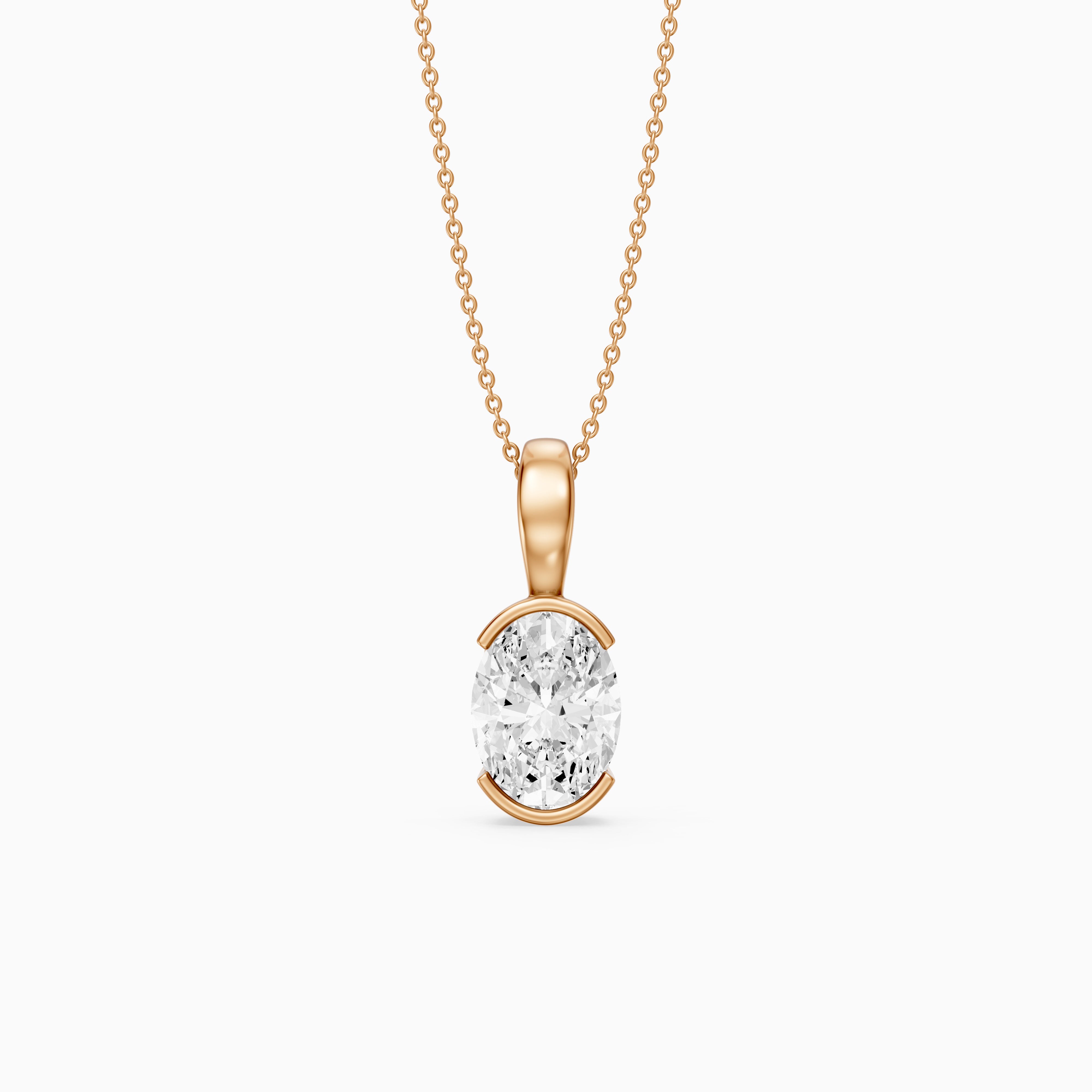Matilda Oval Shape Half Bezel Lab Grown Diamond Pendant