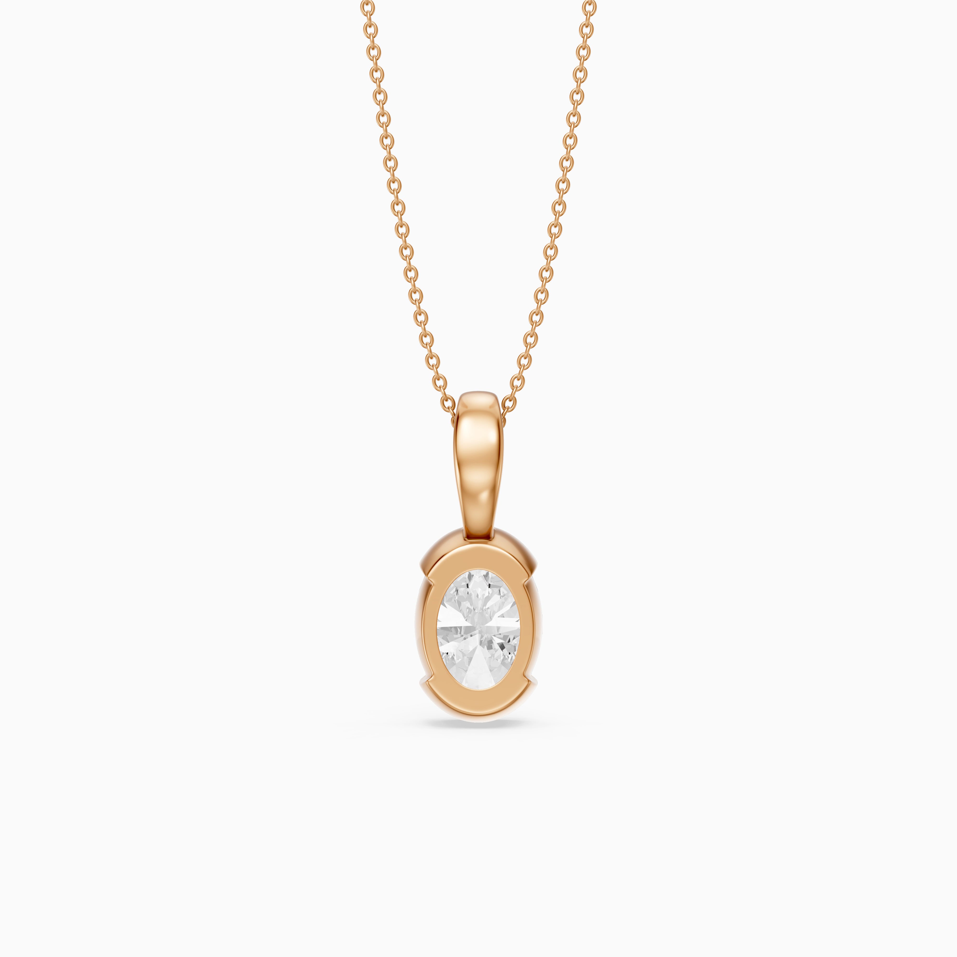 Matilda Oval Shape Half Bezel Lab Grown Diamond Pendant