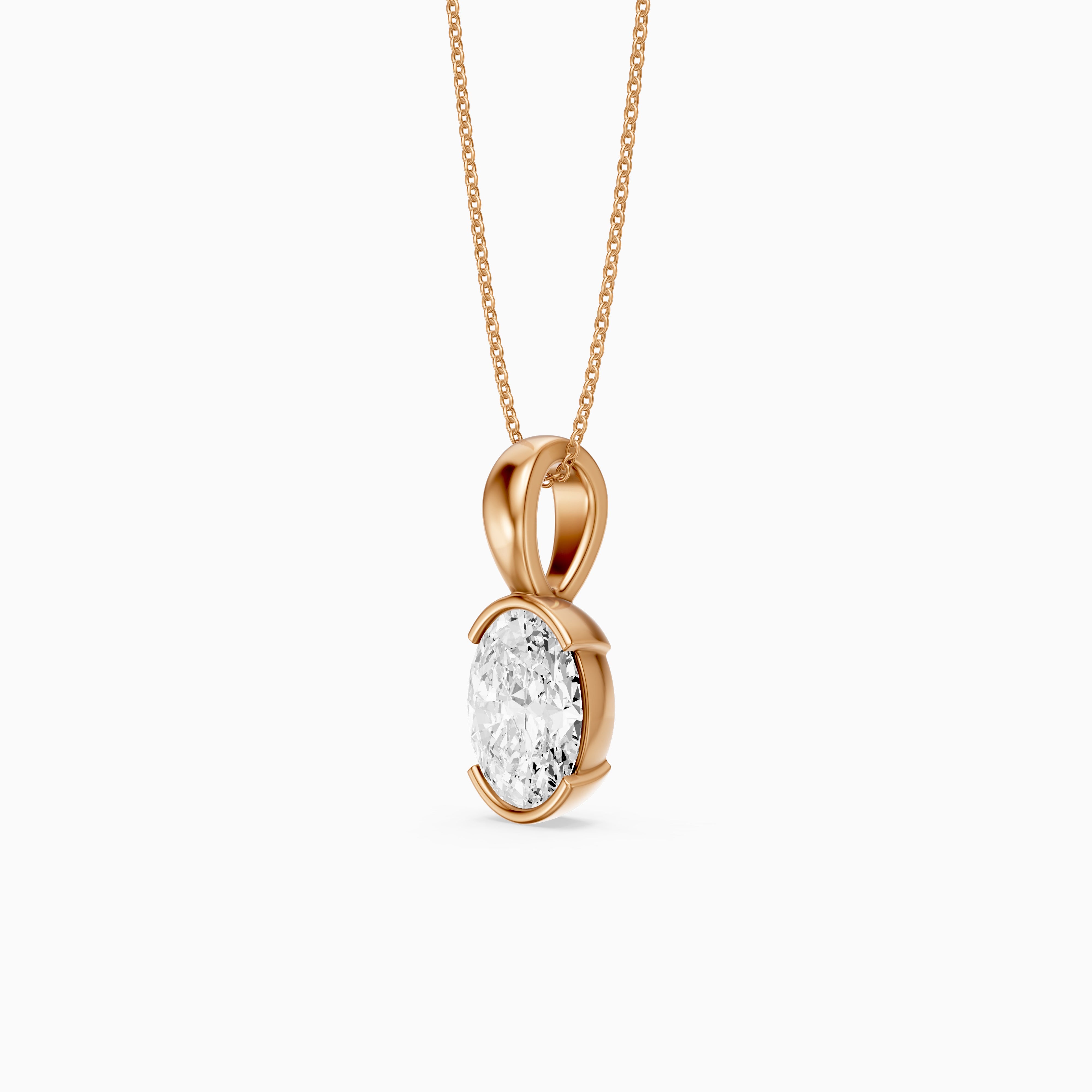 Matilda Oval Shape Half Bezel Lab Grown Diamond Pendant
