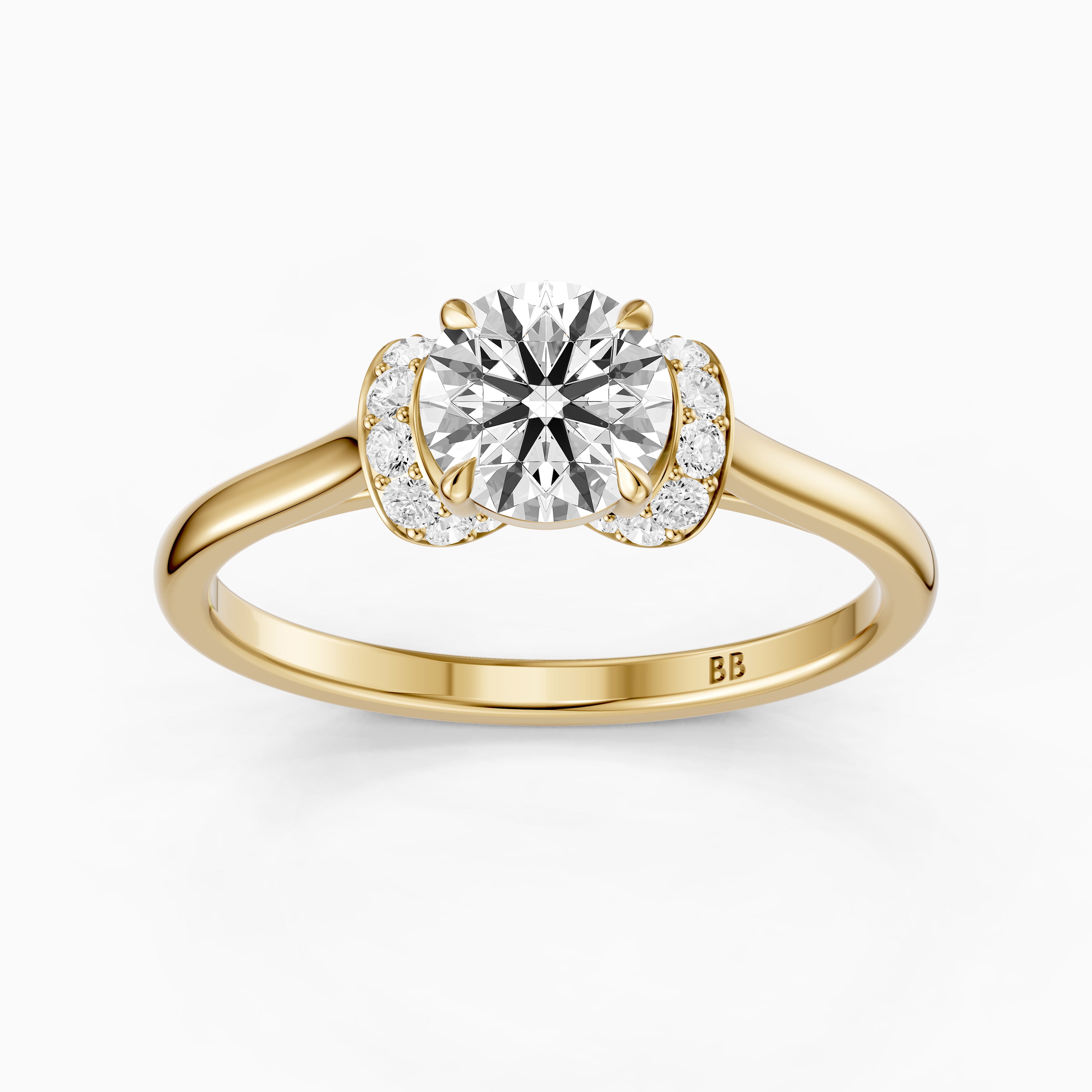 Dalila Round Cut Unique Pave Moissanite Diamond Ring