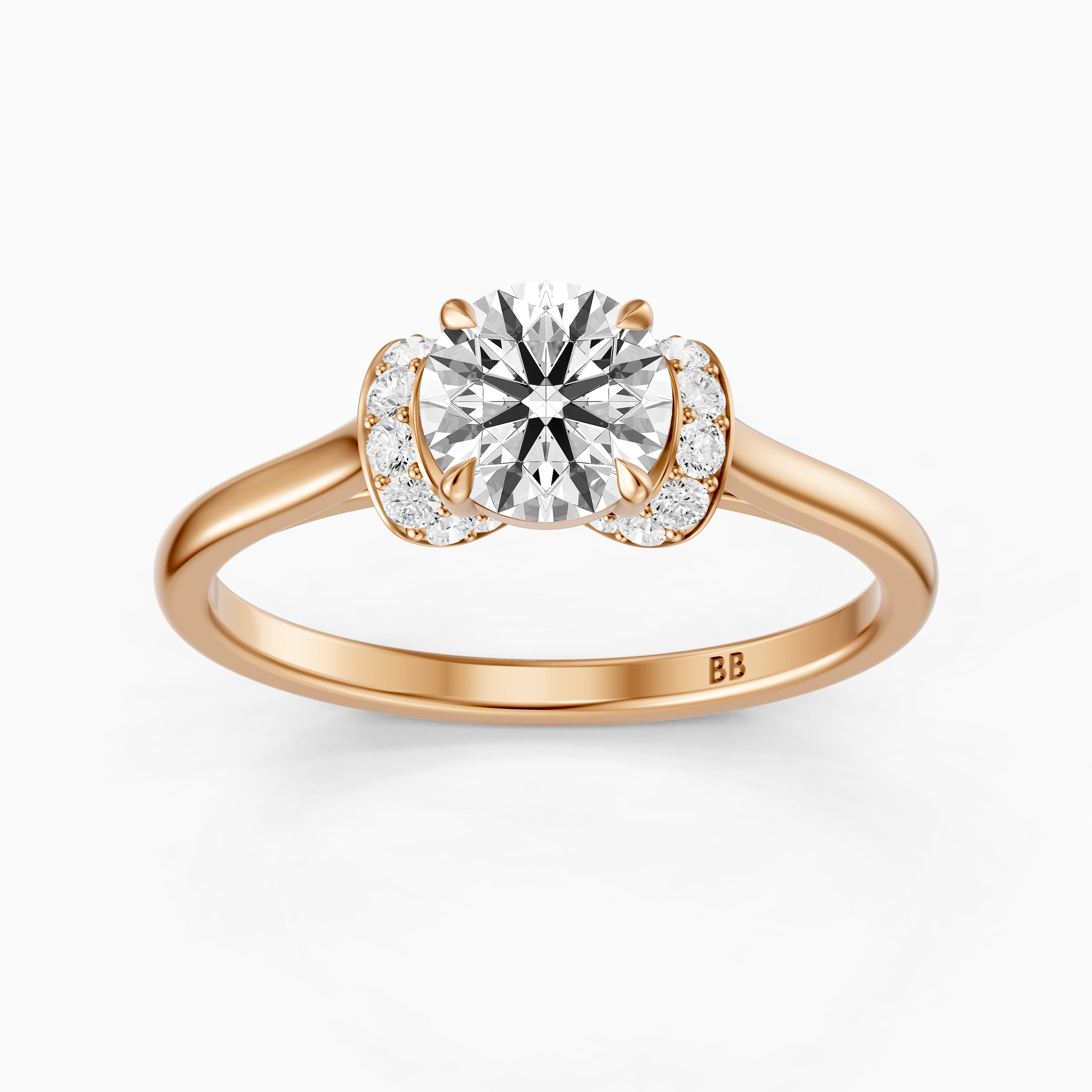 Dalila Round Cut Unique Pave Moissanite Diamond Ring