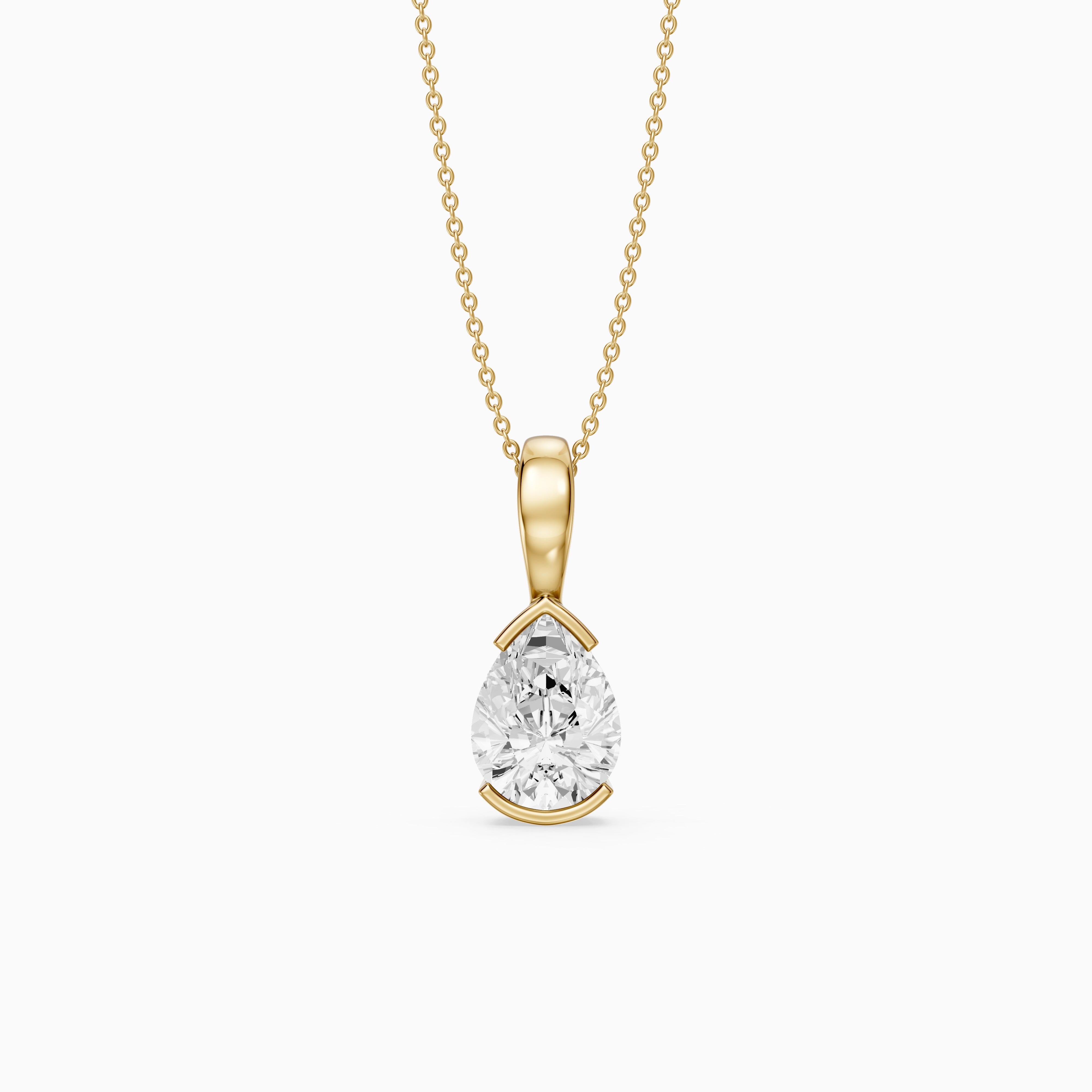 Adriana Pear Shape Lab Grown Diamond Half Bezel Pendant