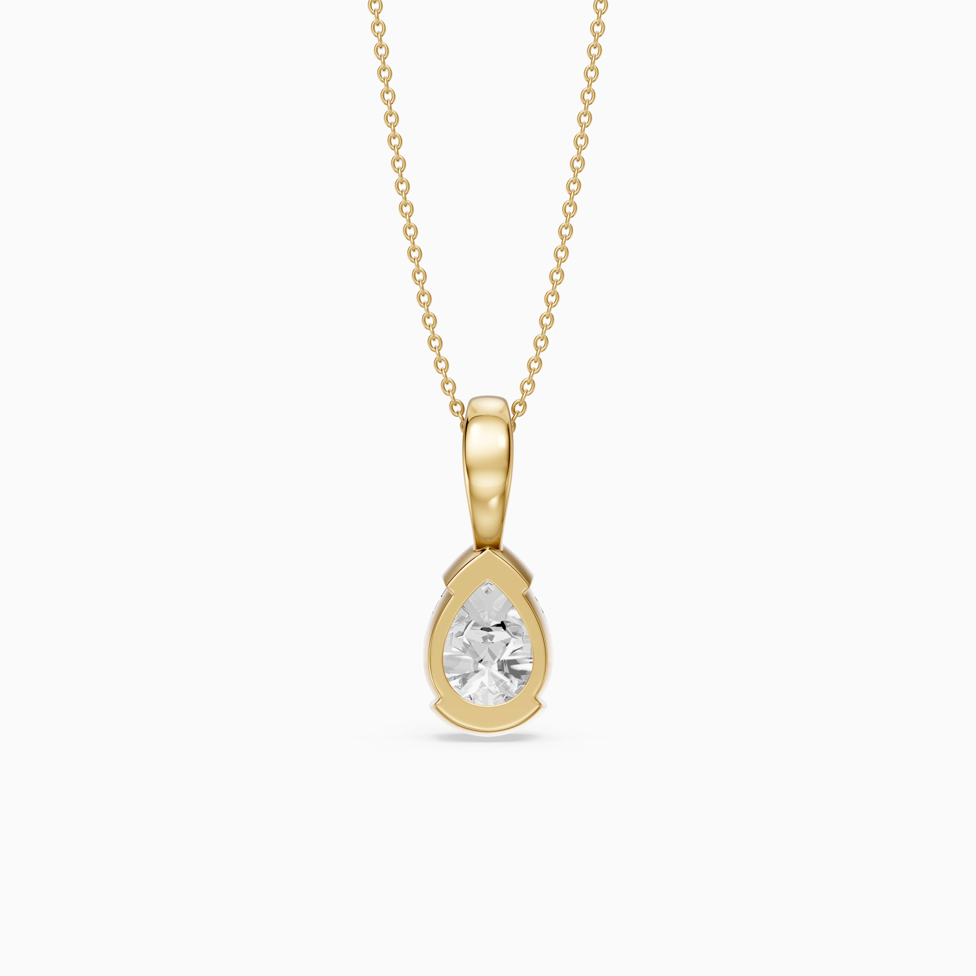 Adriana Pear Shape Lab Grown Diamond Half Bezel Pendant