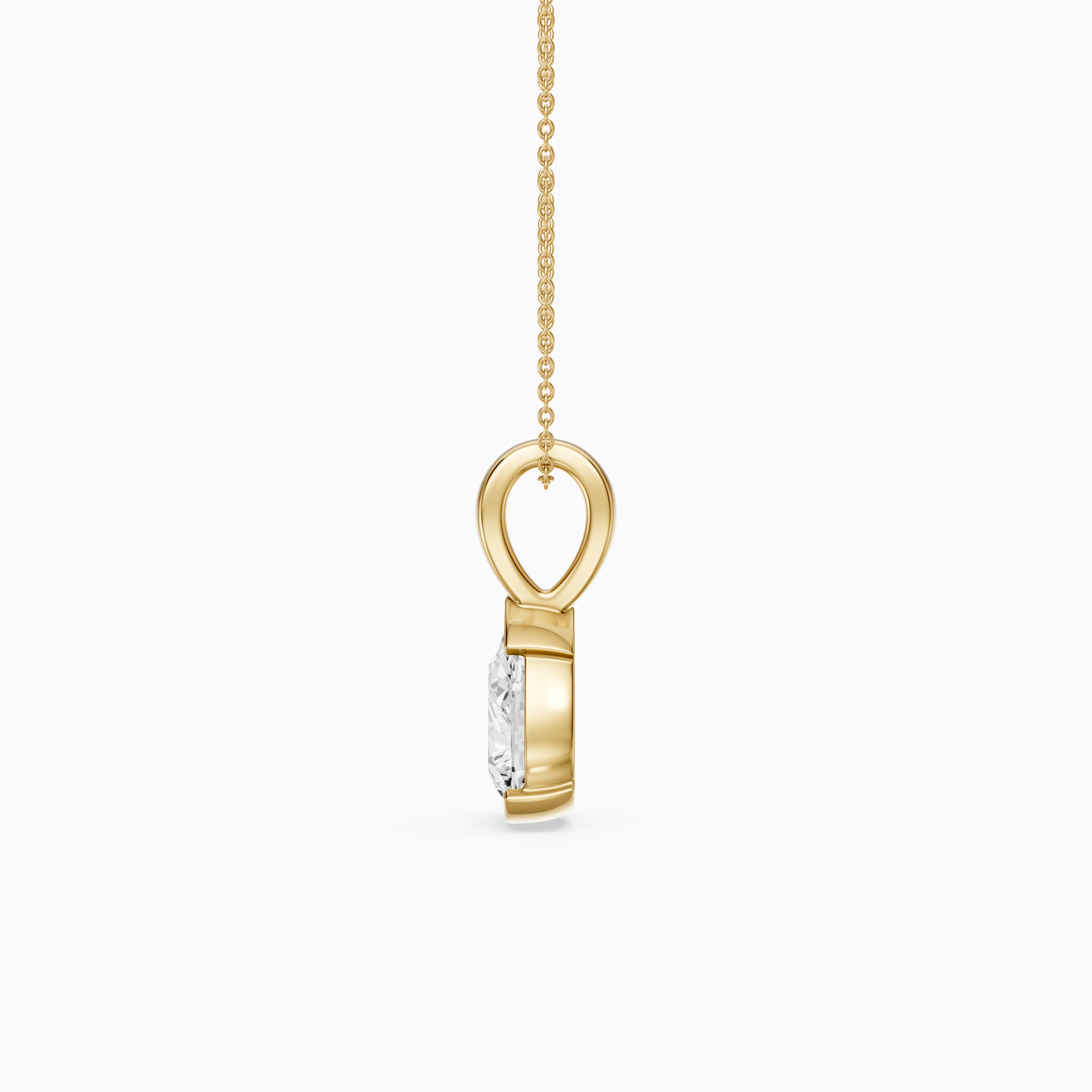 Adriana Pear Shape Lab Grown Diamond Half Bezel Pendant