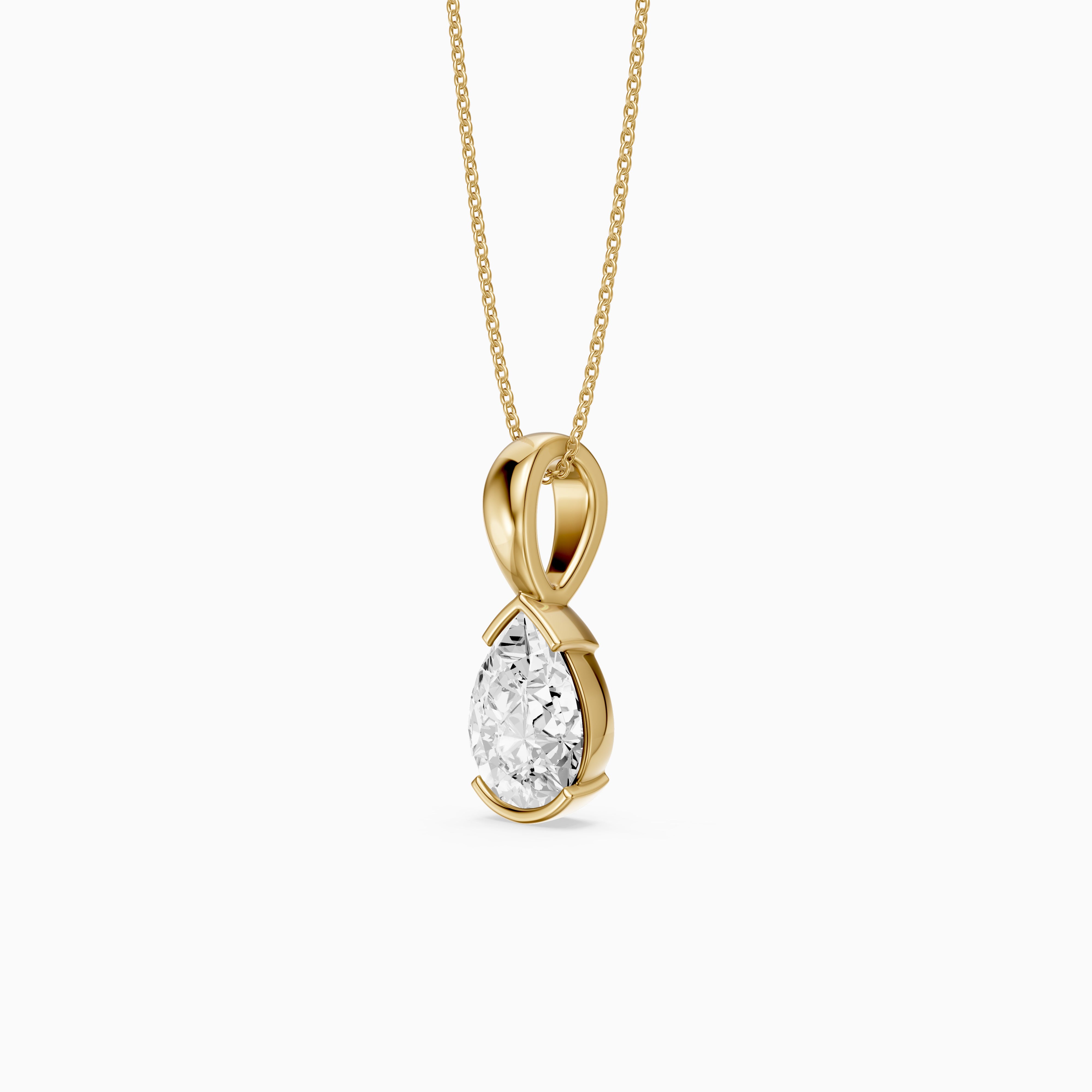 Adriana Pear Shape Lab Grown Diamond Half Bezel Pendant