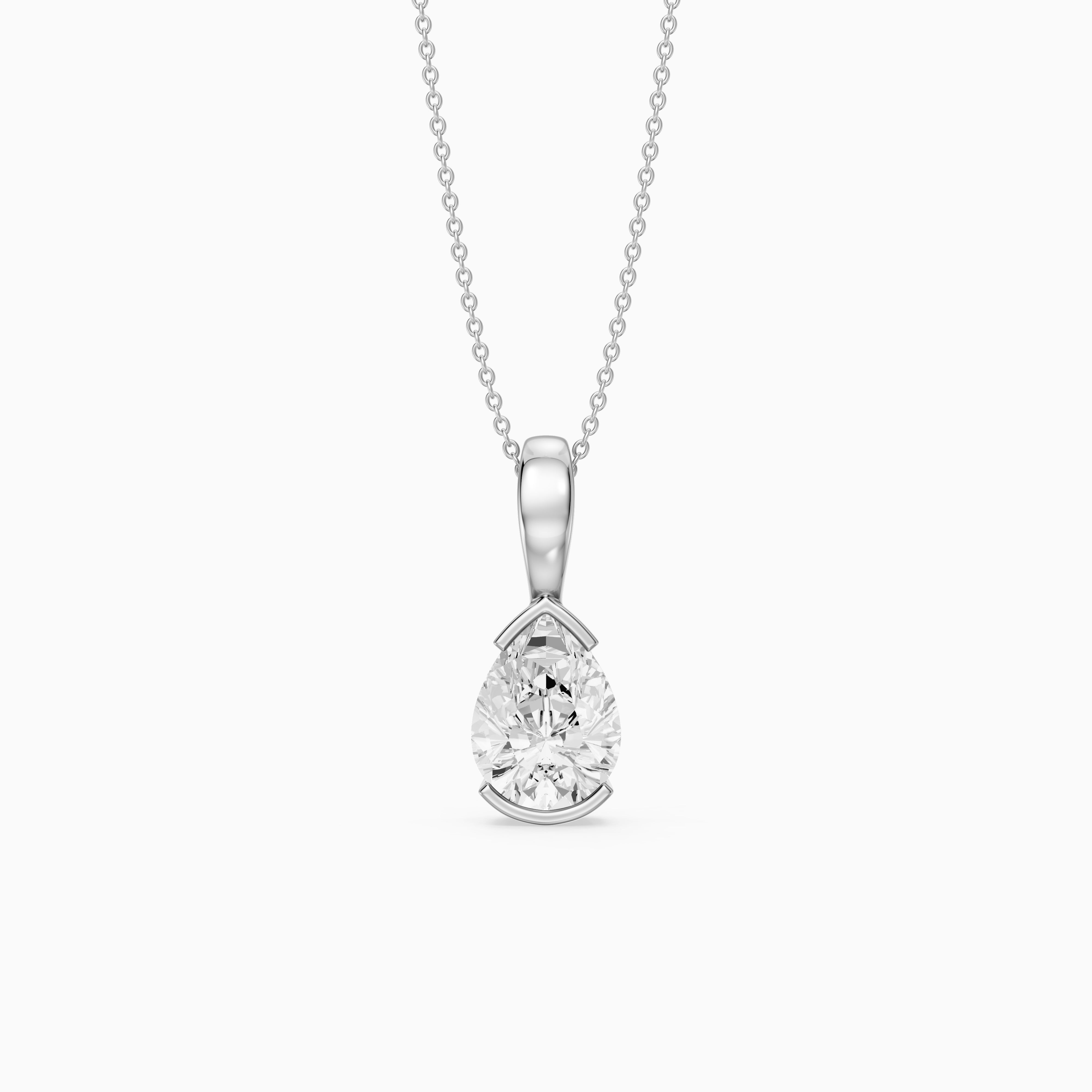 Adriana Pear Shape Lab Grown Diamond Half Bezel Pendant