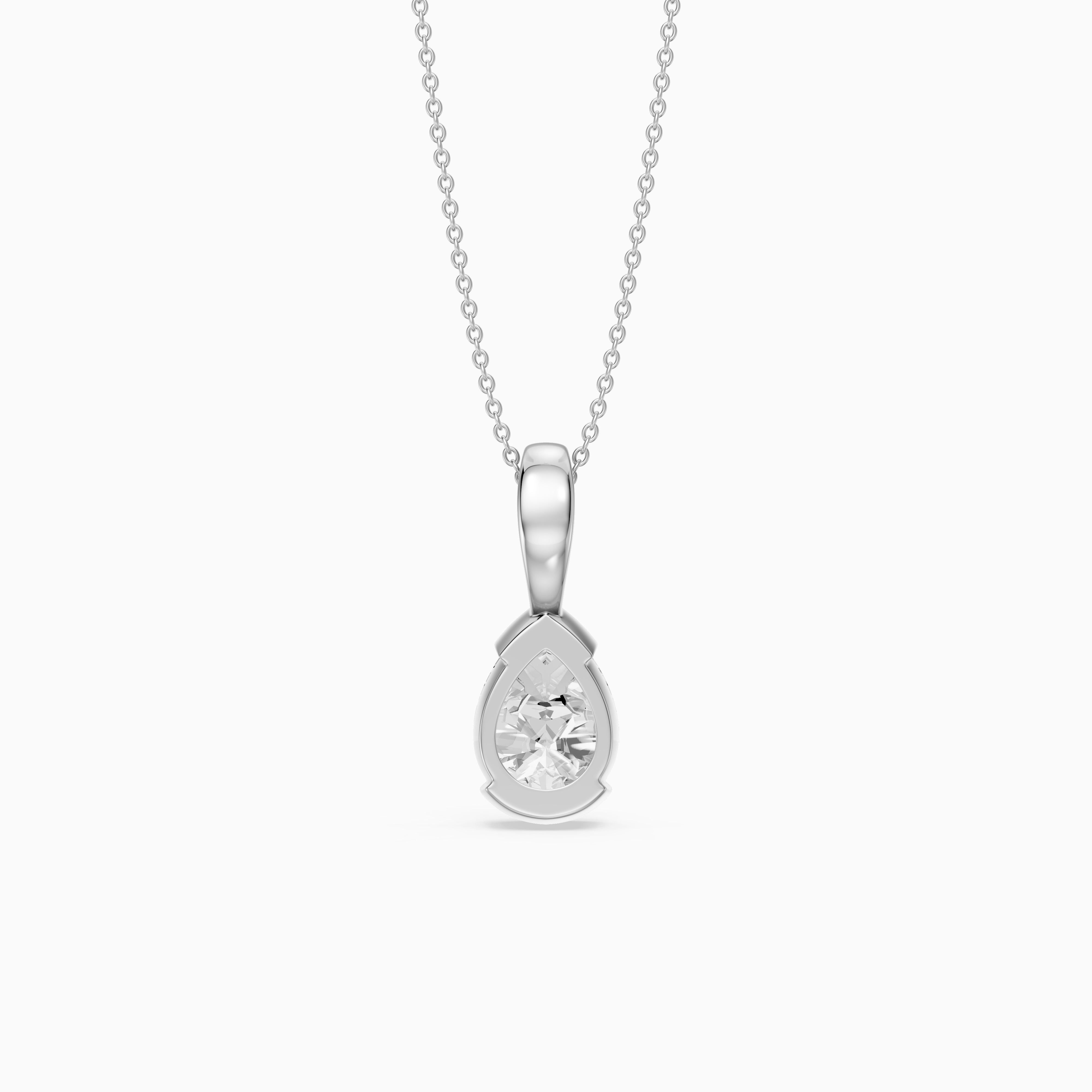 Adriana Pear Shape Lab Grown Diamond Half Bezel Pendant