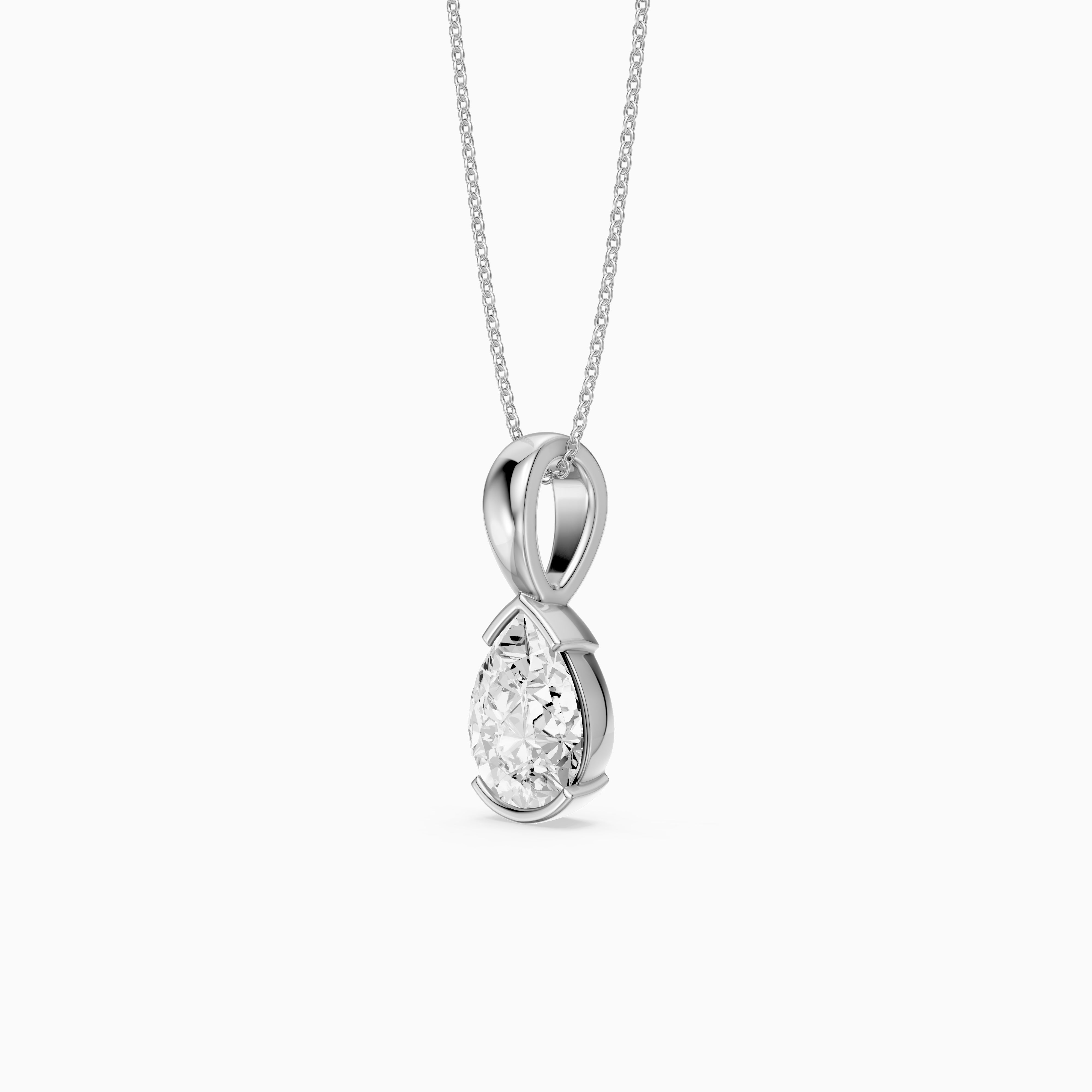 Adriana Pear Shape Lab Grown Diamond Half Bezel Pendant
