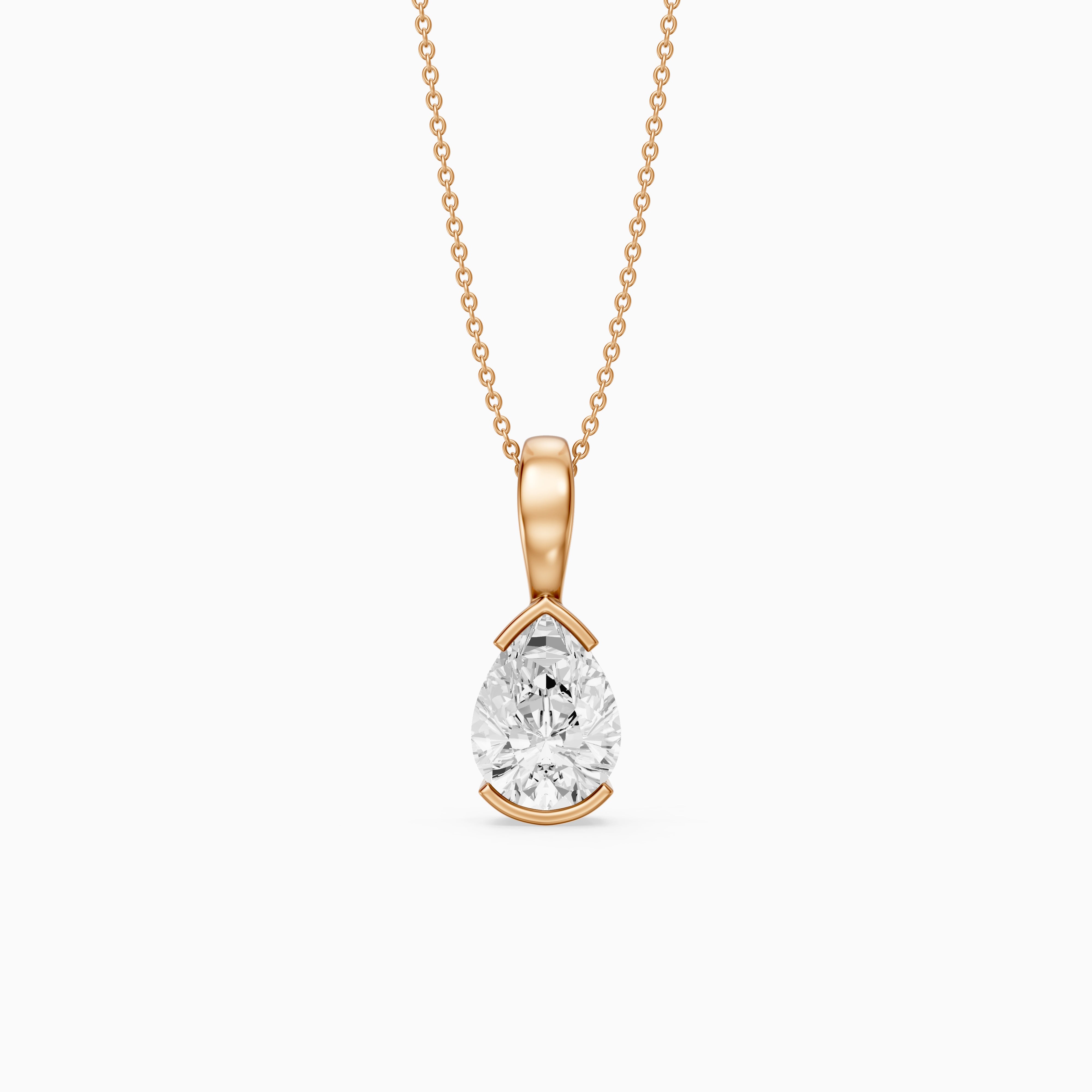 Adriana Pear Shape Lab Grown Diamond Half Bezel Pendant