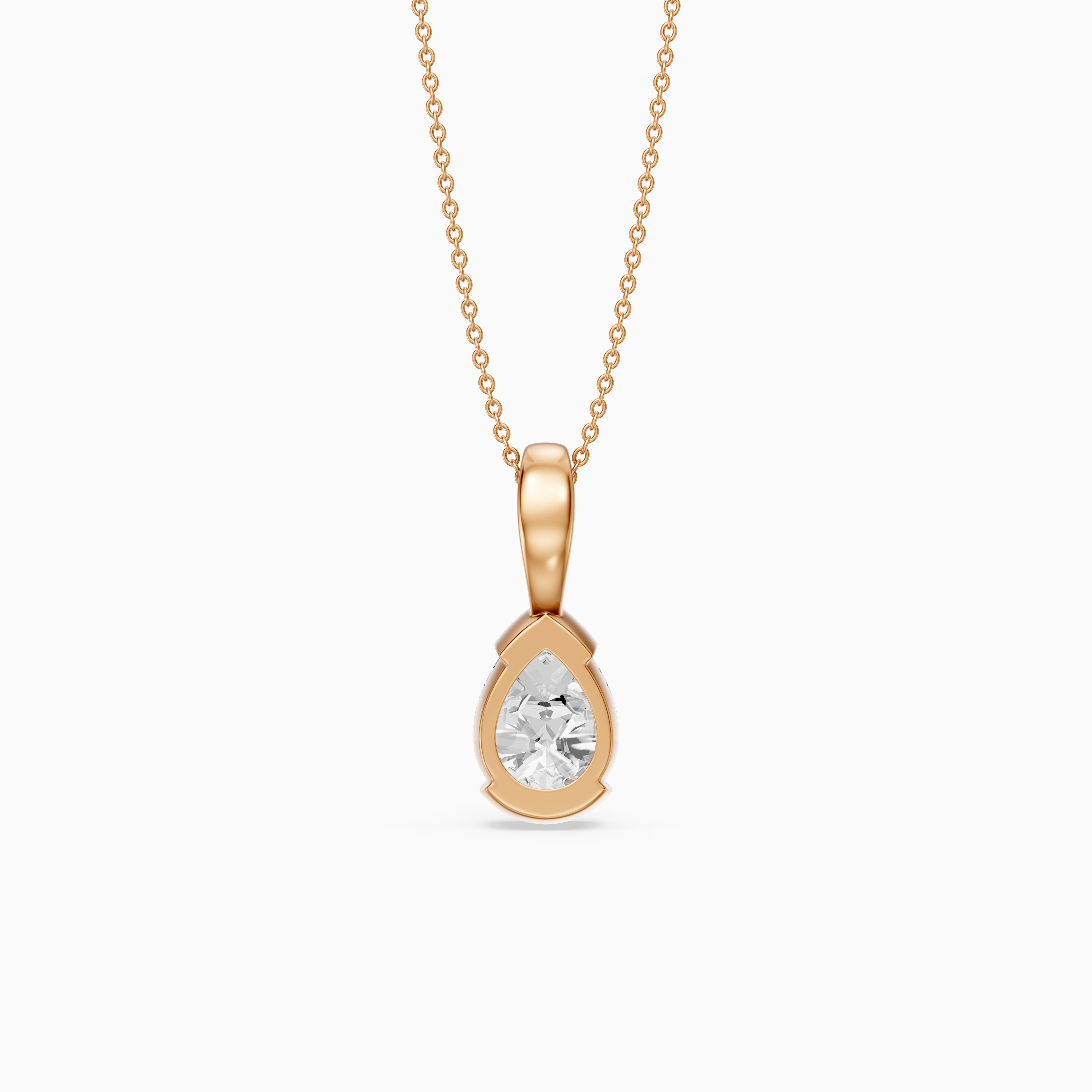 Adriana Pear Shape Lab Grown Diamond Half Bezel Pendant