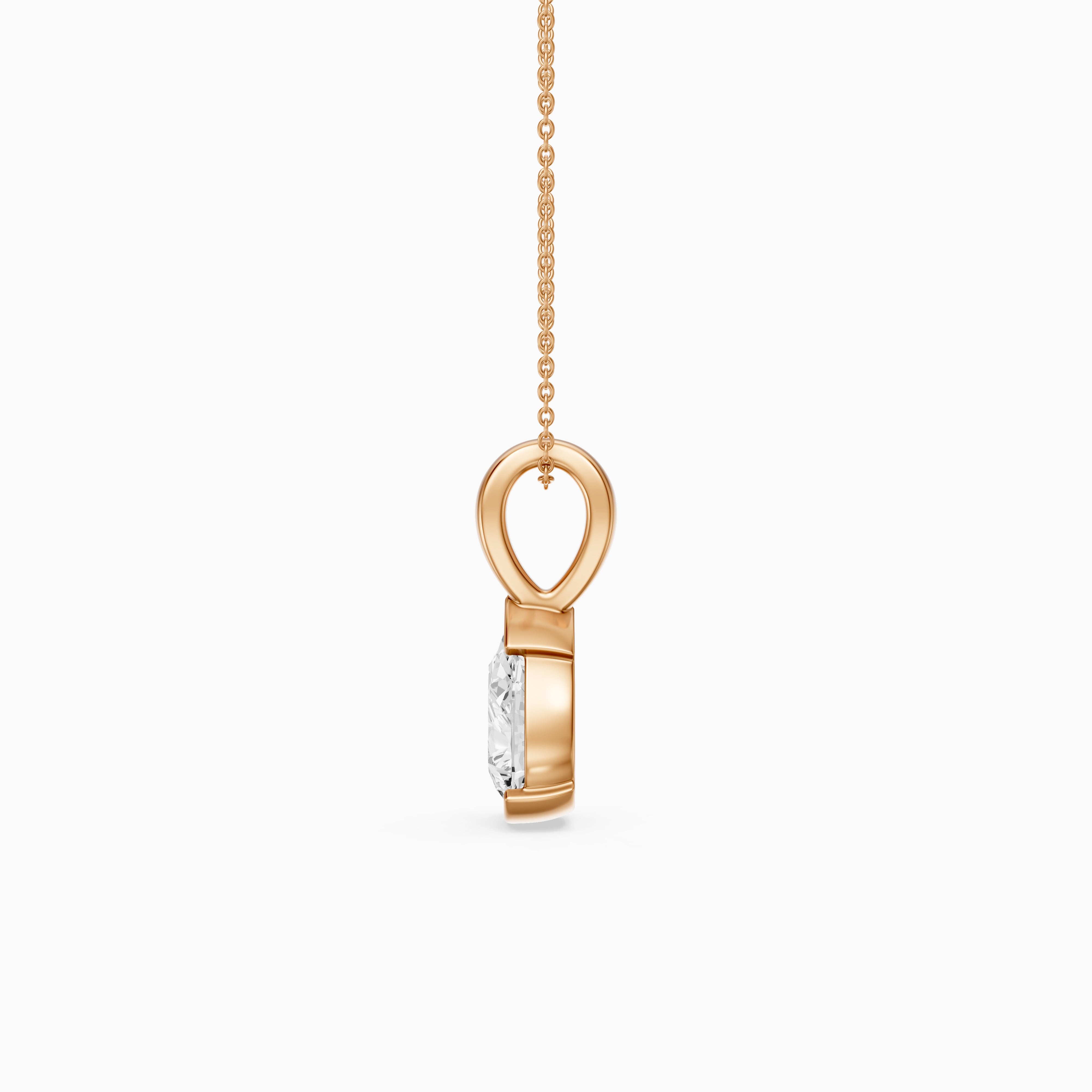 Adriana Pear Shape Lab Grown Diamond Half Bezel Pendant