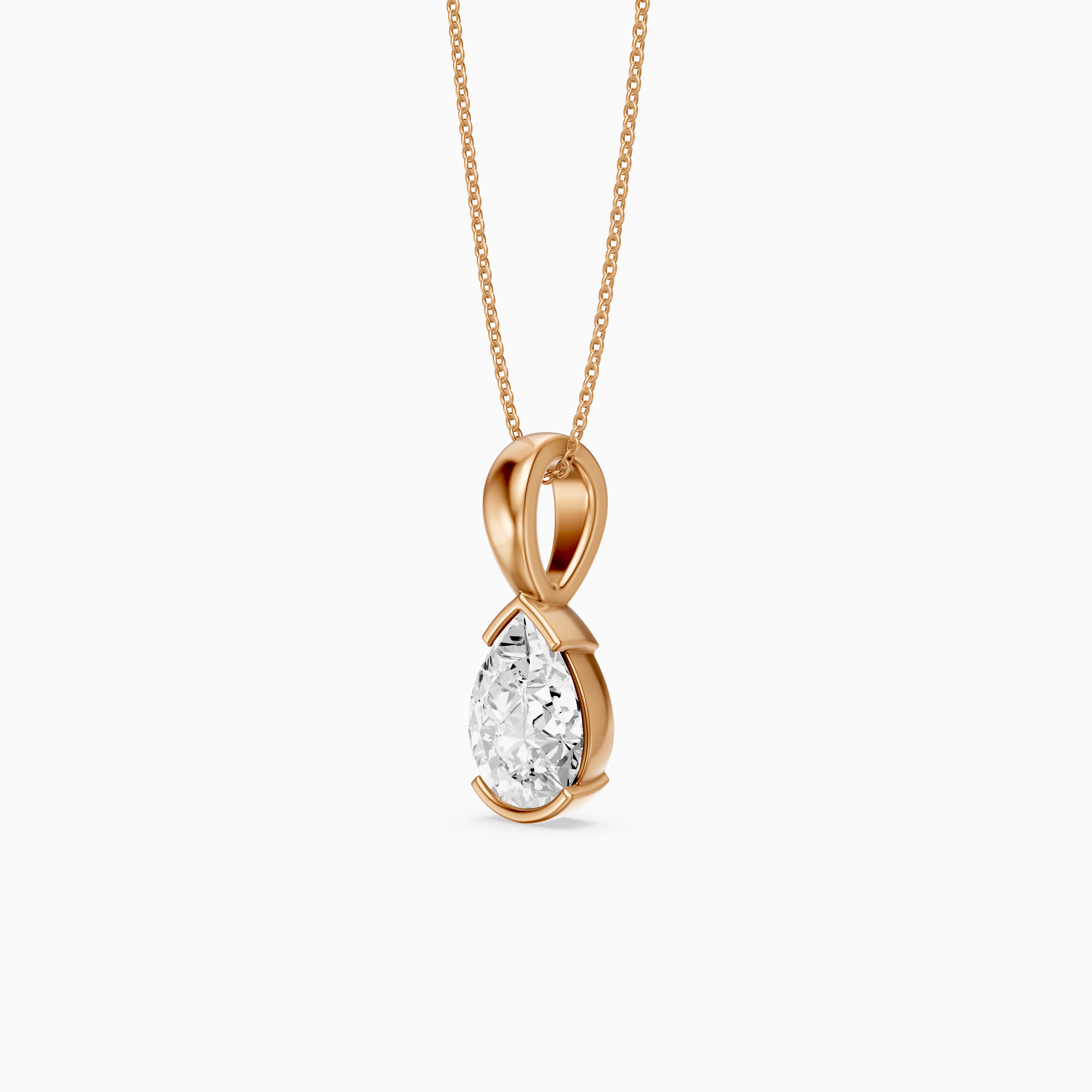 Adriana Pear Shape Lab Grown Diamond Half Bezel Pendant