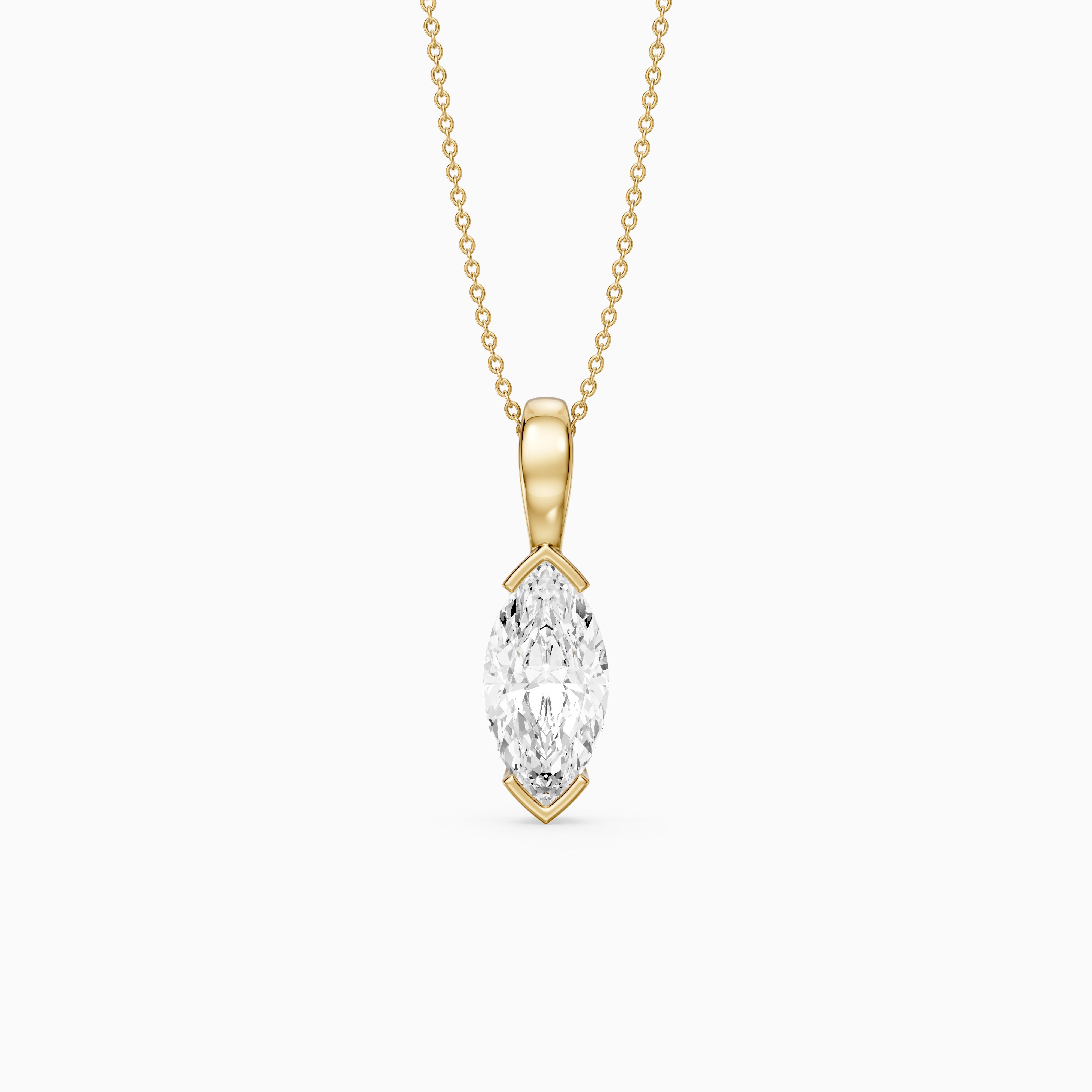 Ariyah Marquise Half Bezel Lab Grown Diamond Solitaire Pendant