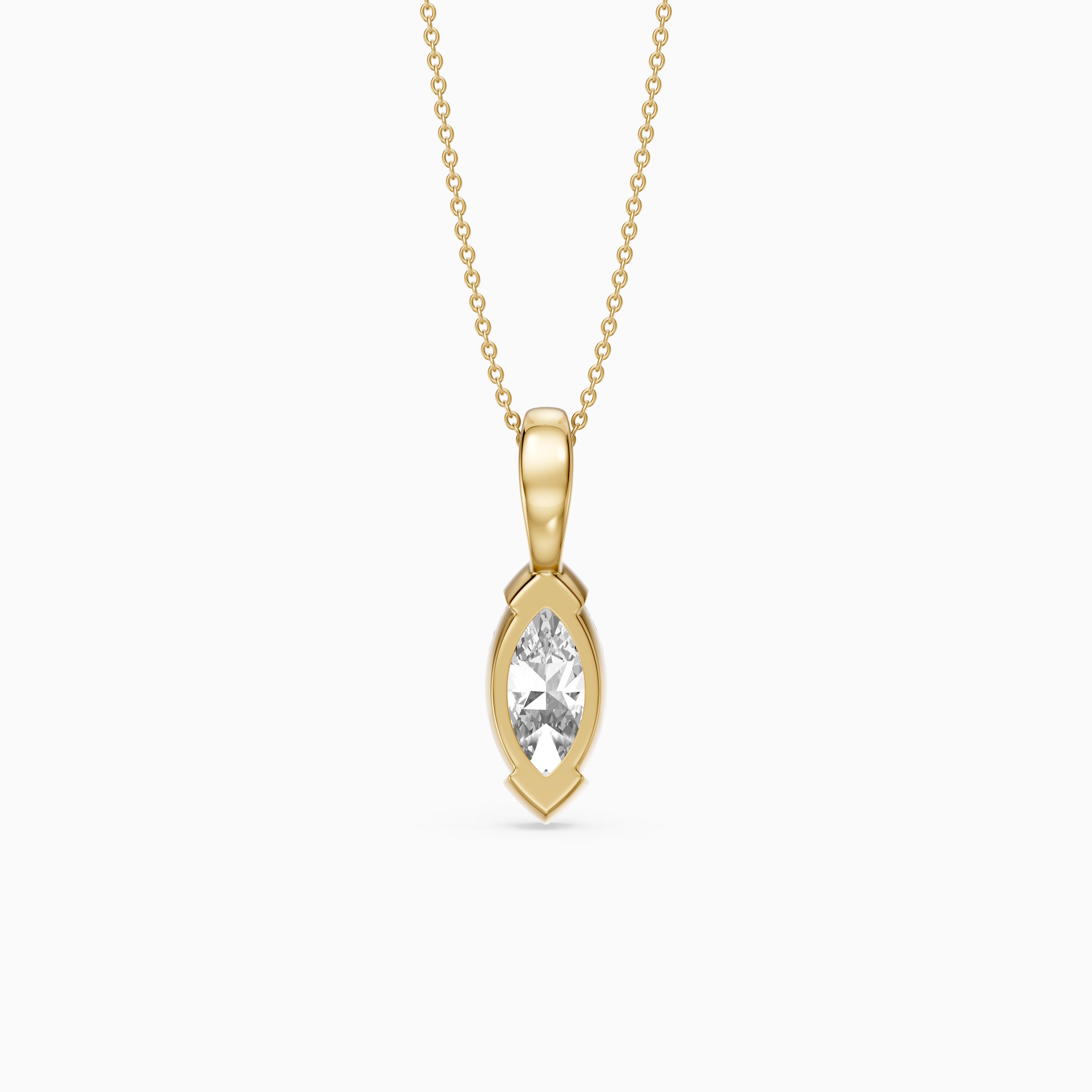 Ariyah Marquise Half Bezel Lab Grown Diamond Solitaire Pendant