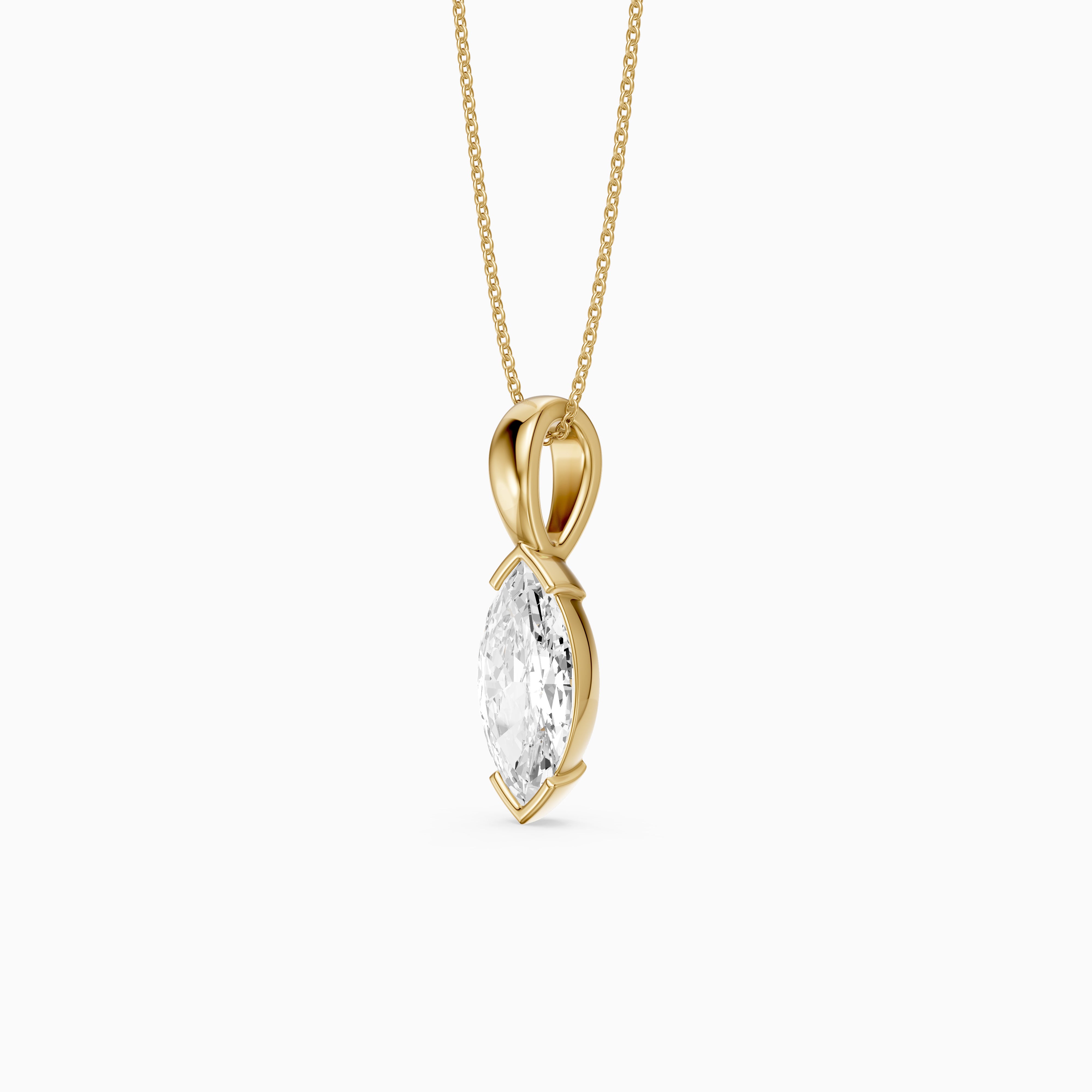 Ariyah Marquise Half Bezel Lab Grown Diamond Solitaire Pendant