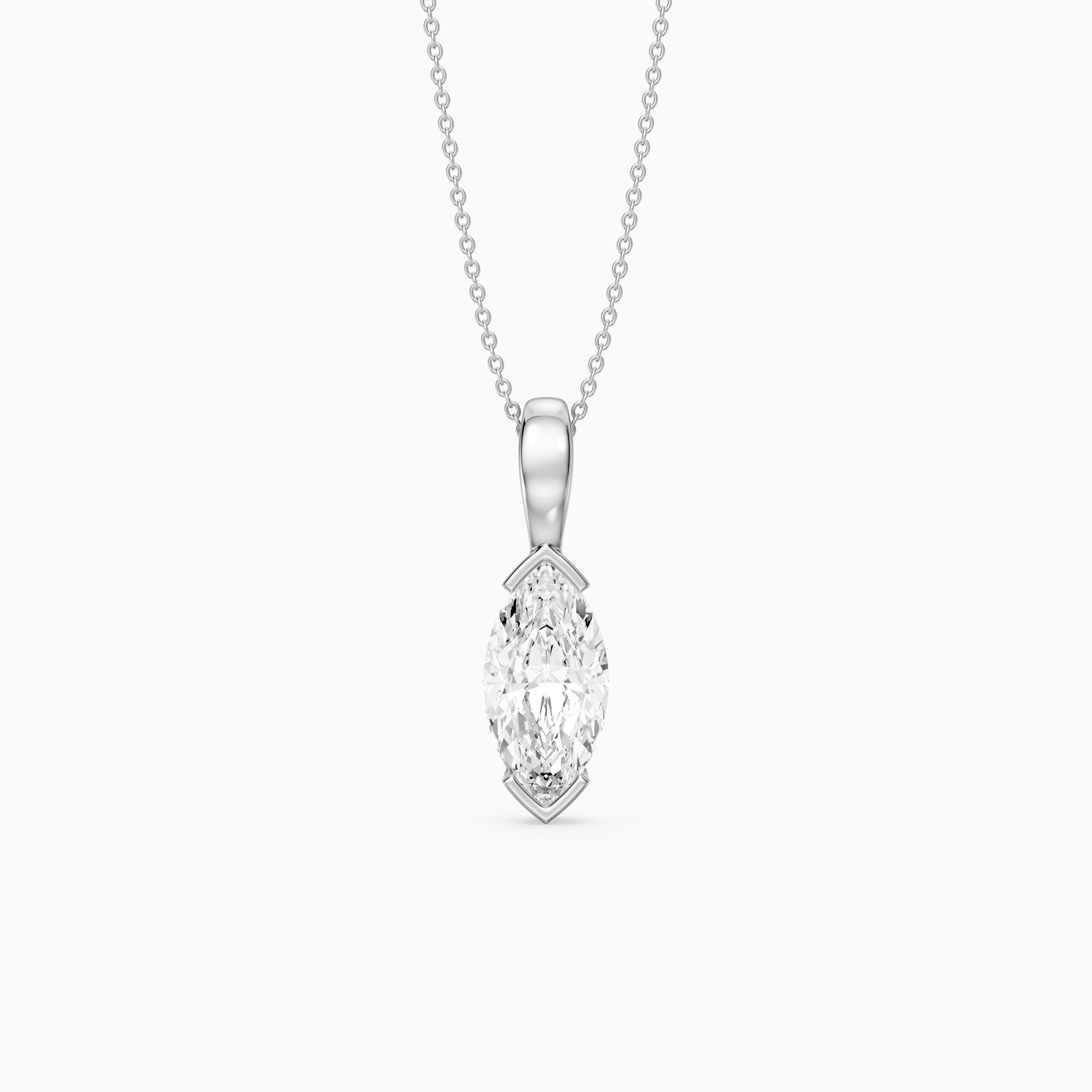 Ariyah Marquise Half Bezel Lab Grown Diamond Solitaire Pendant