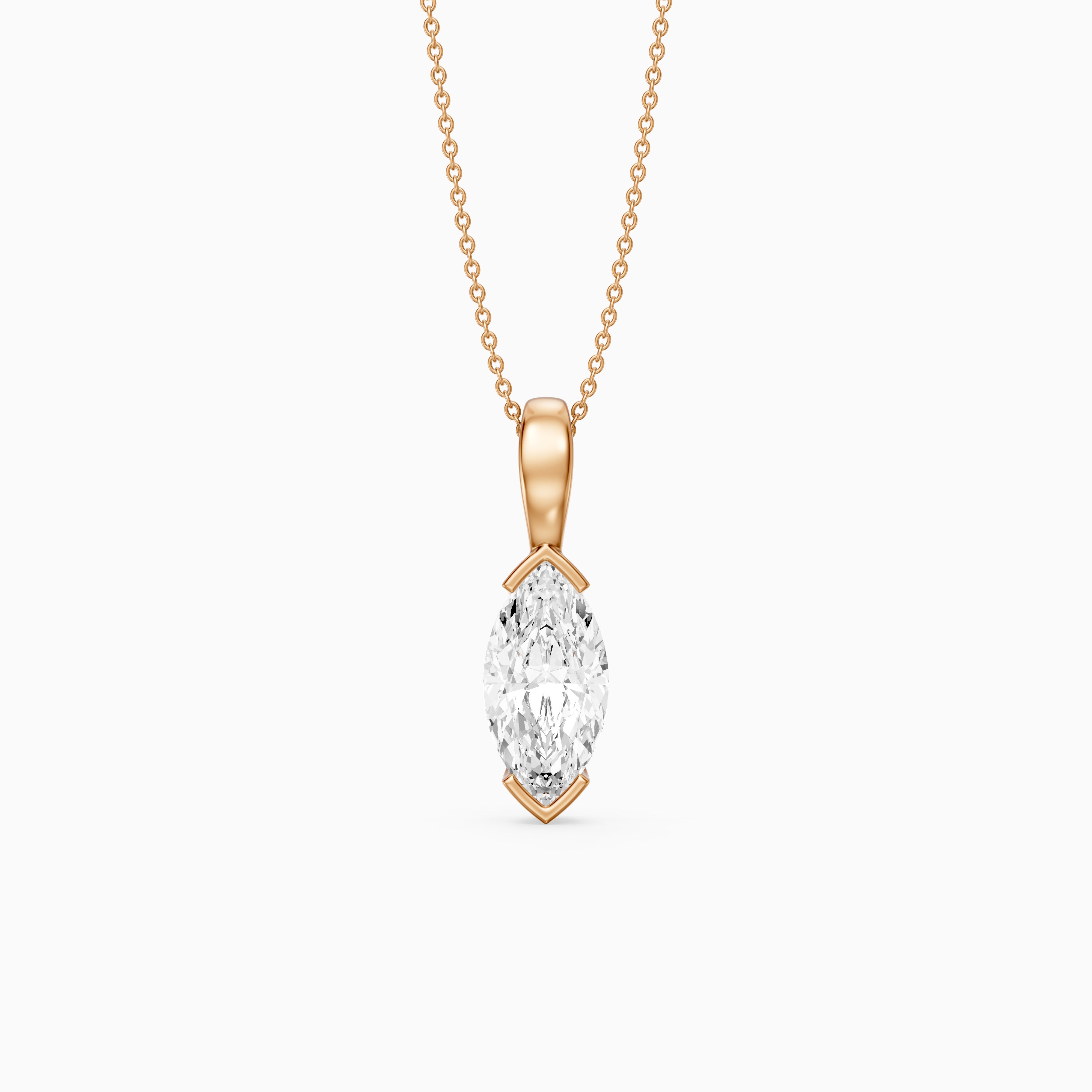 Ariyah Marquise Half Bezel Lab Grown Diamond Solitaire Pendant