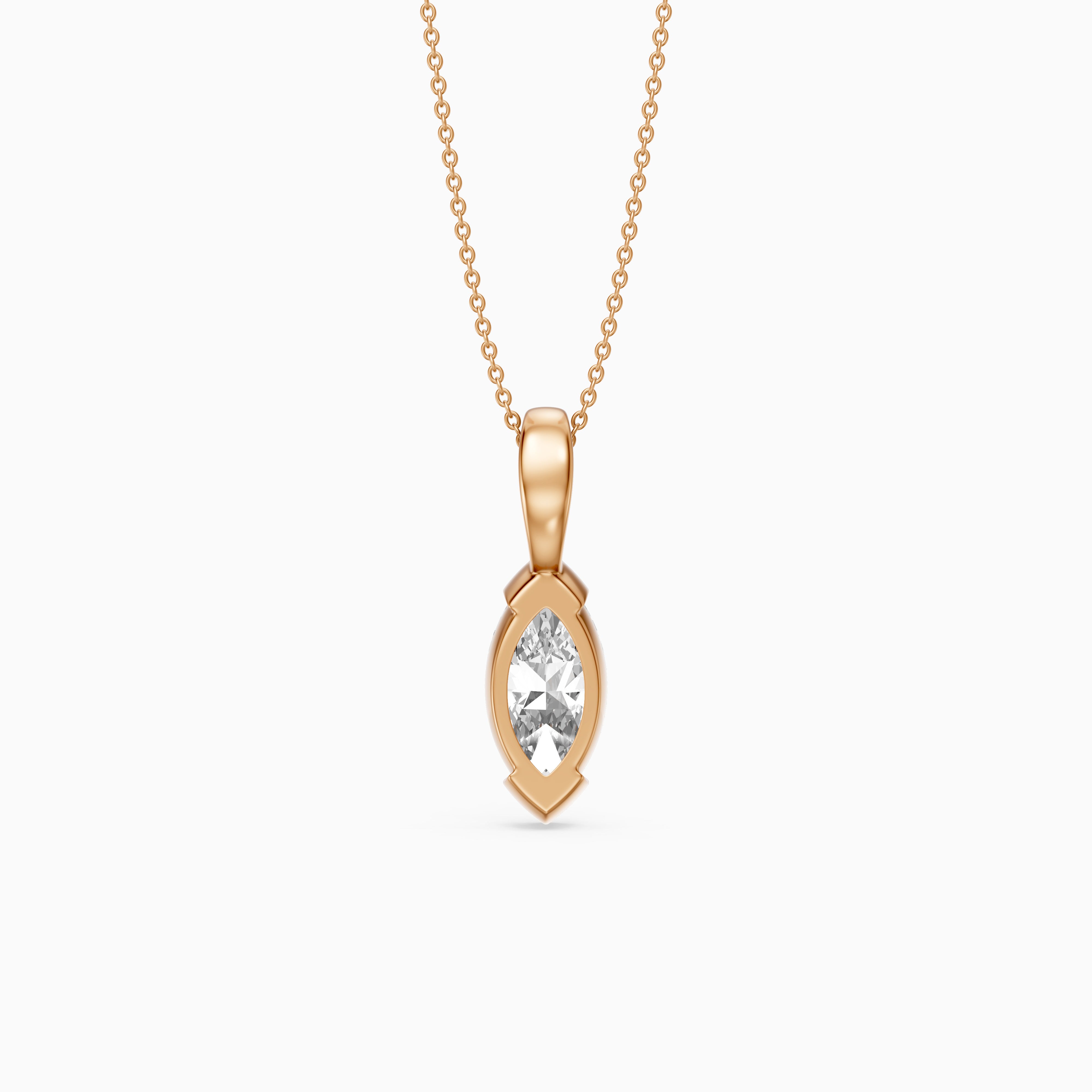 Ariyah Marquise Half Bezel Lab Grown Diamond Solitaire Pendant