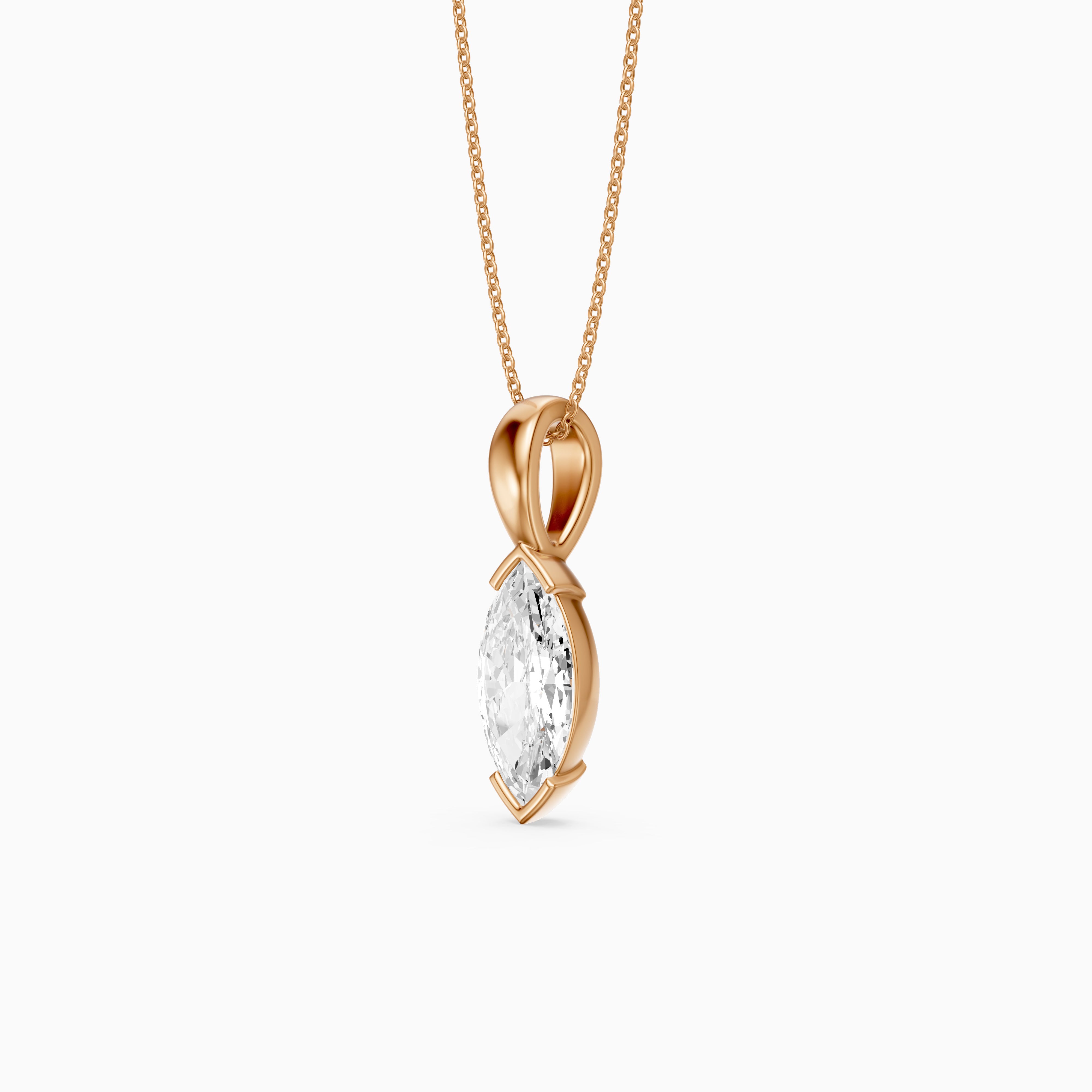 Ariyah Marquise Half Bezel Lab Grown Diamond Solitaire Pendant