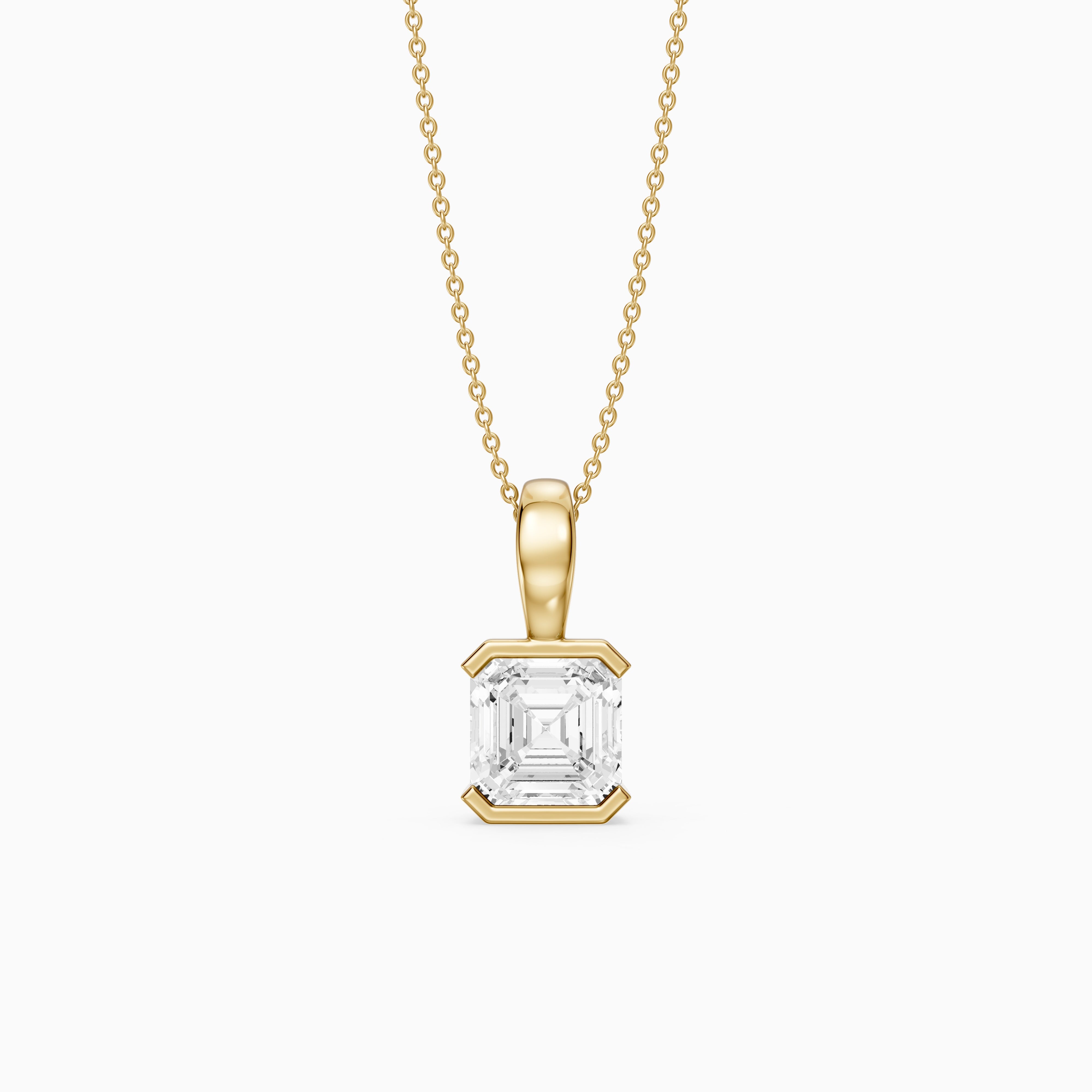 Alaya Asscher Lab Grown Diamond Half Bezel Pendant