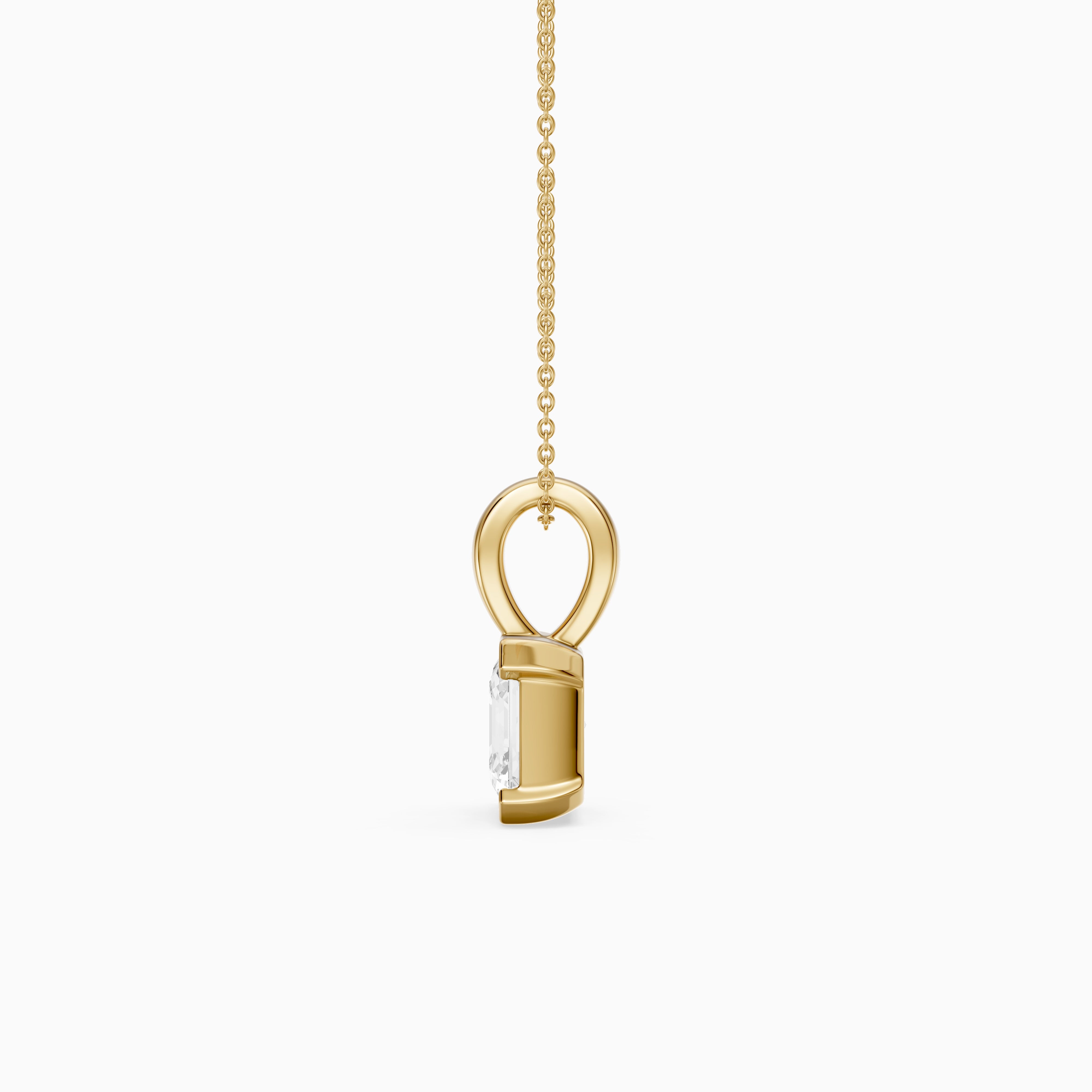 Alaya Asscher Lab Grown Diamond Half Bezel Pendant
