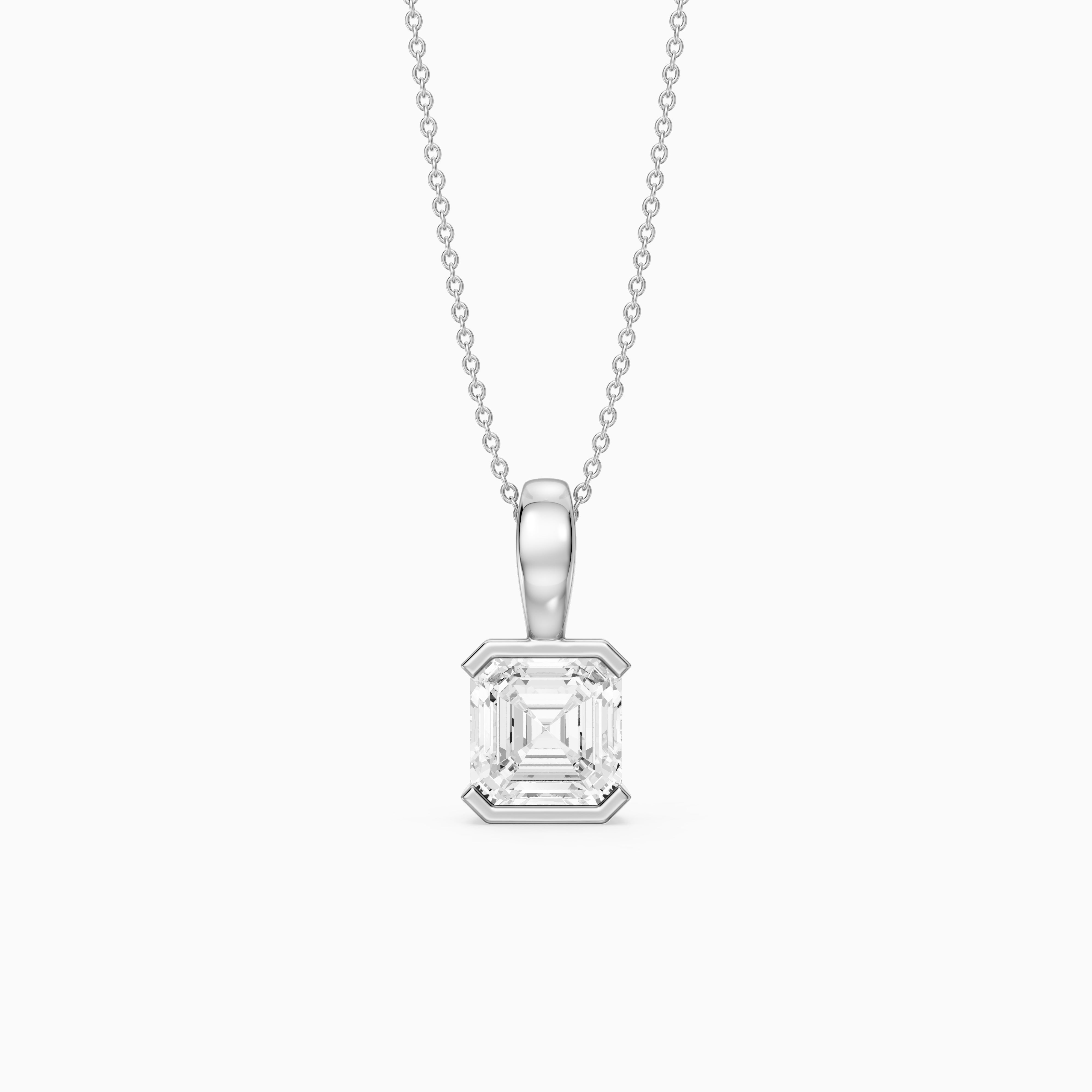 Alaya Asscher Lab Grown Diamond Half Bezel Pendant