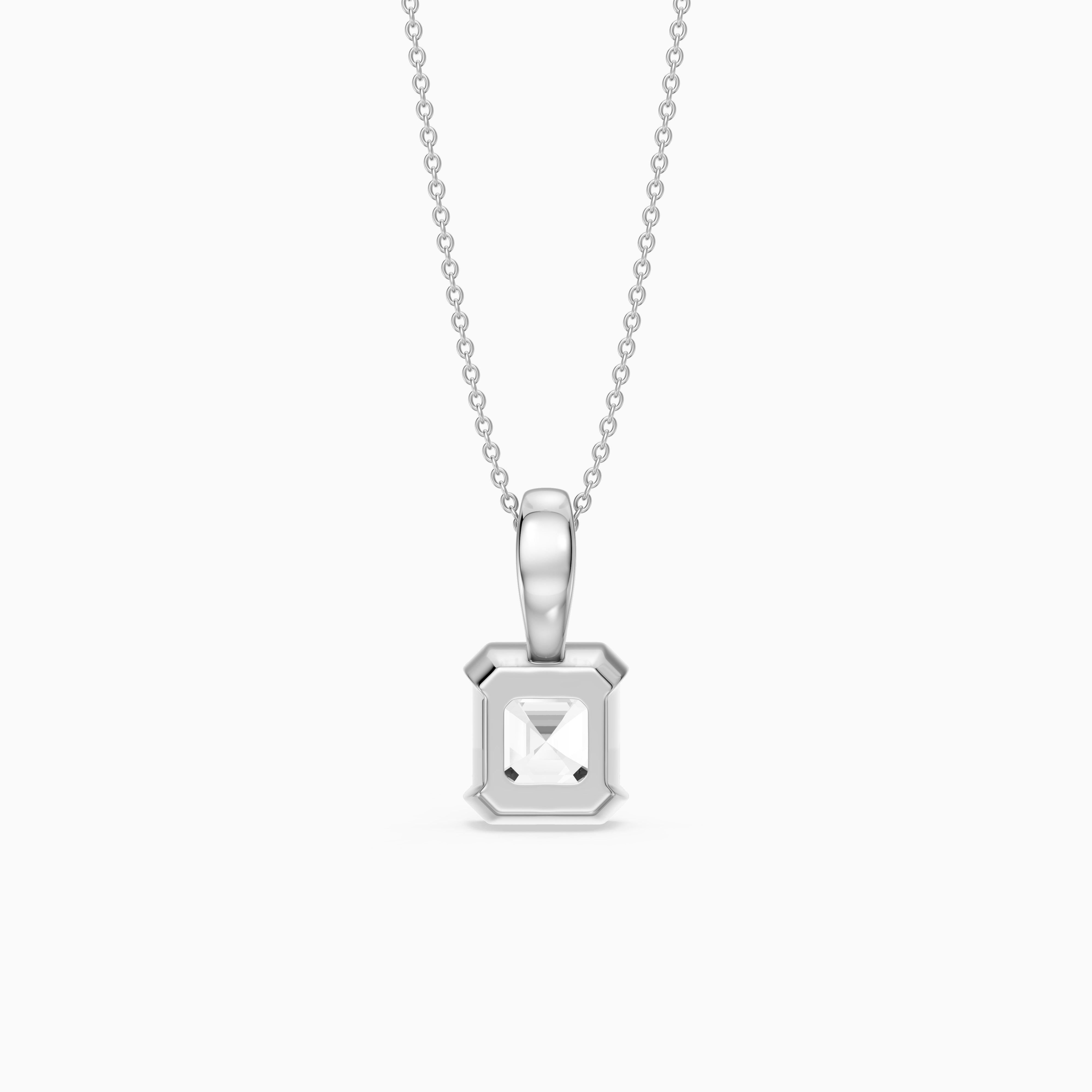 Alaya Asscher Lab Grown Diamond Half Bezel Pendant