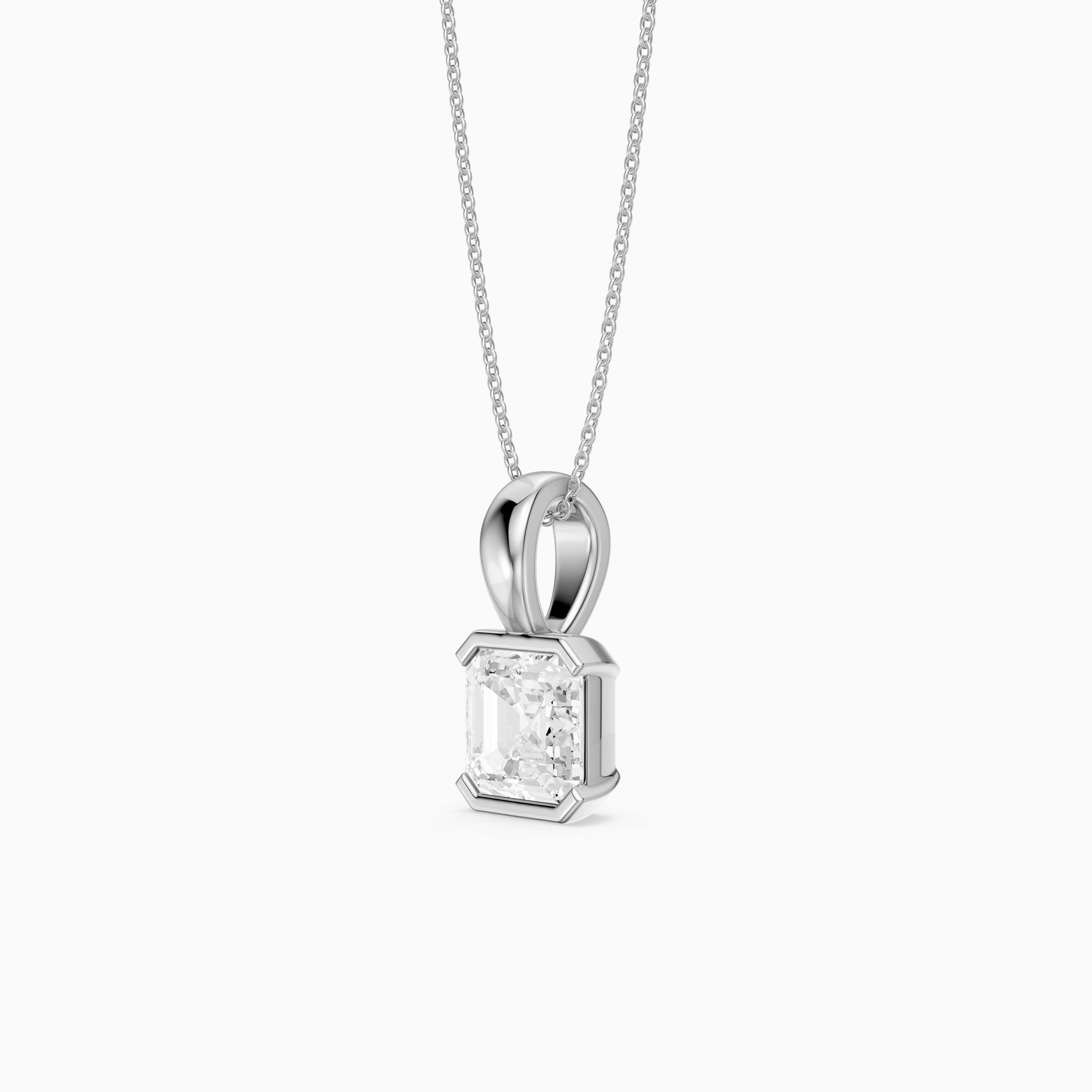 Alaya Asscher Lab Grown Diamond Half Bezel Pendant