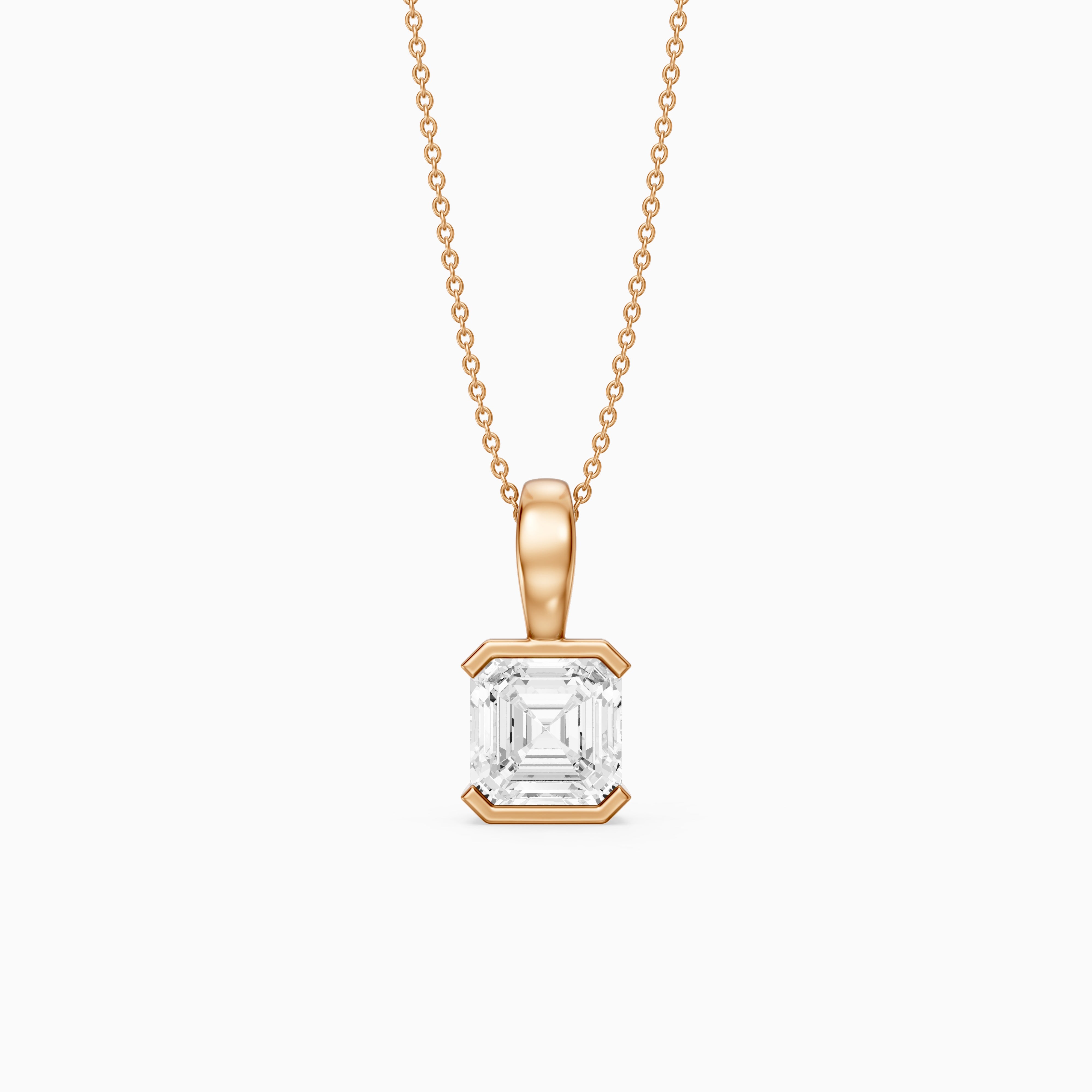 Alaya Asscher Lab Grown Diamond Half Bezel Pendant