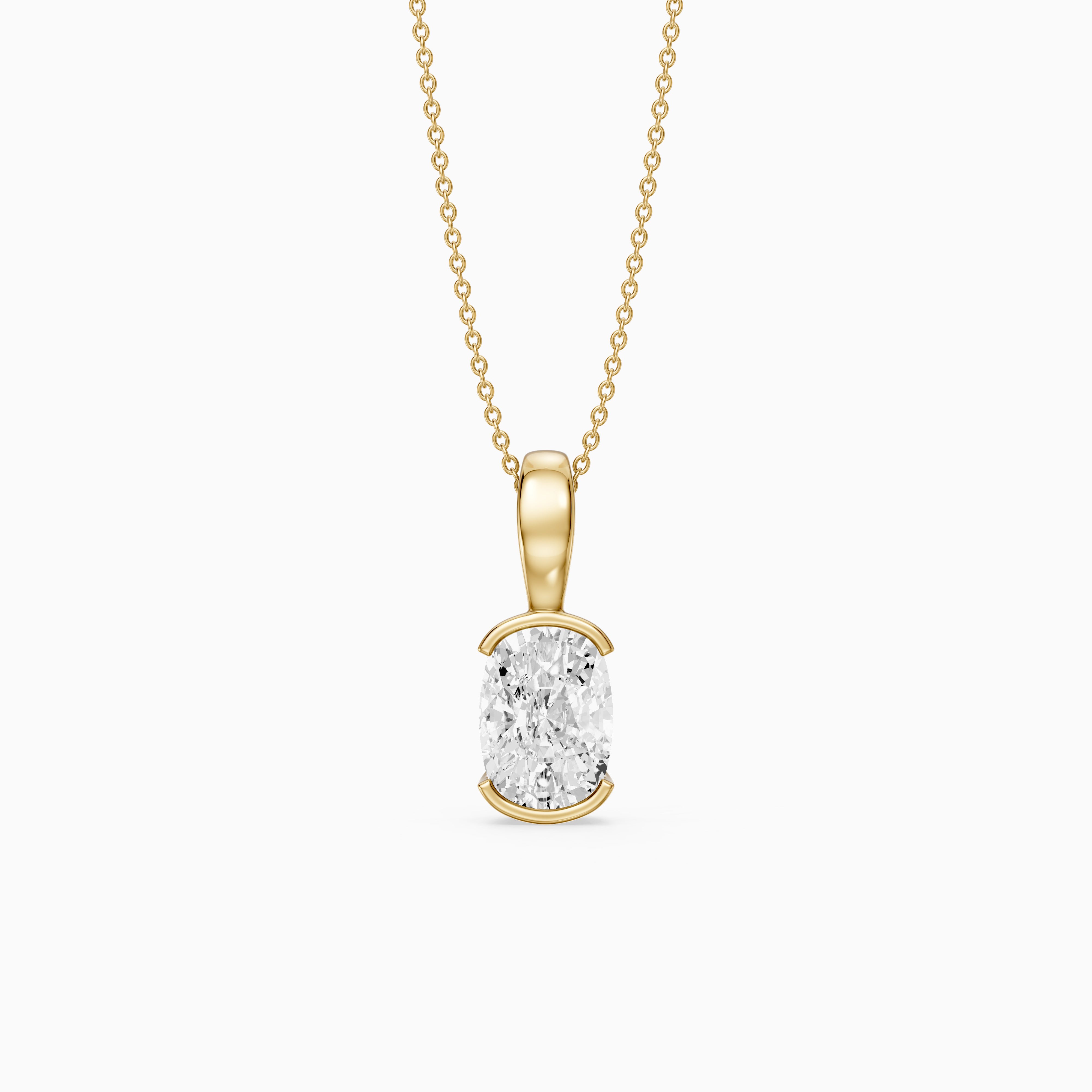 Raya Elongated Cushion Half Bezel Lab Grown Diamond Pendant