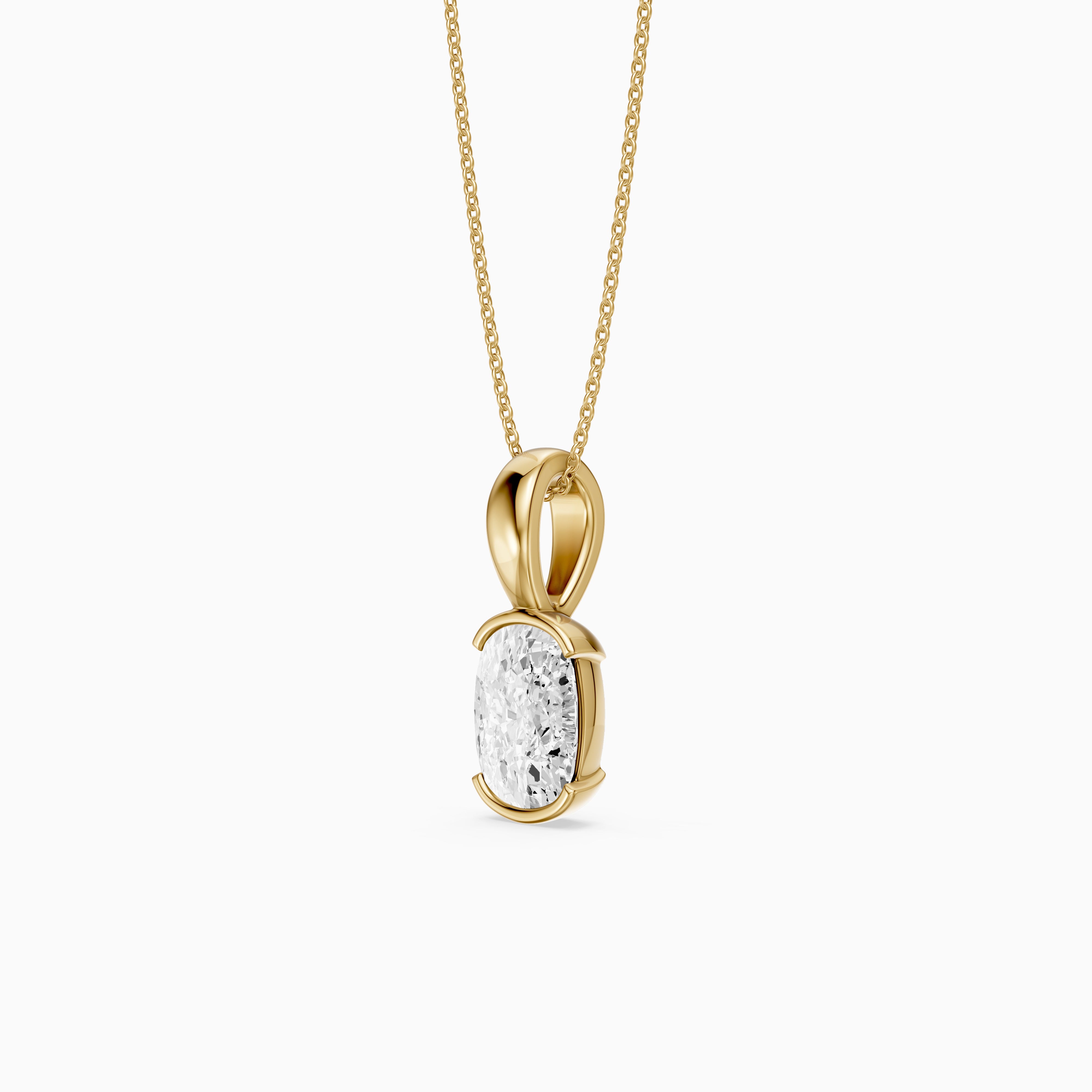 Raya Elongated Cushion Half Bezel Lab Grown Diamond Pendant