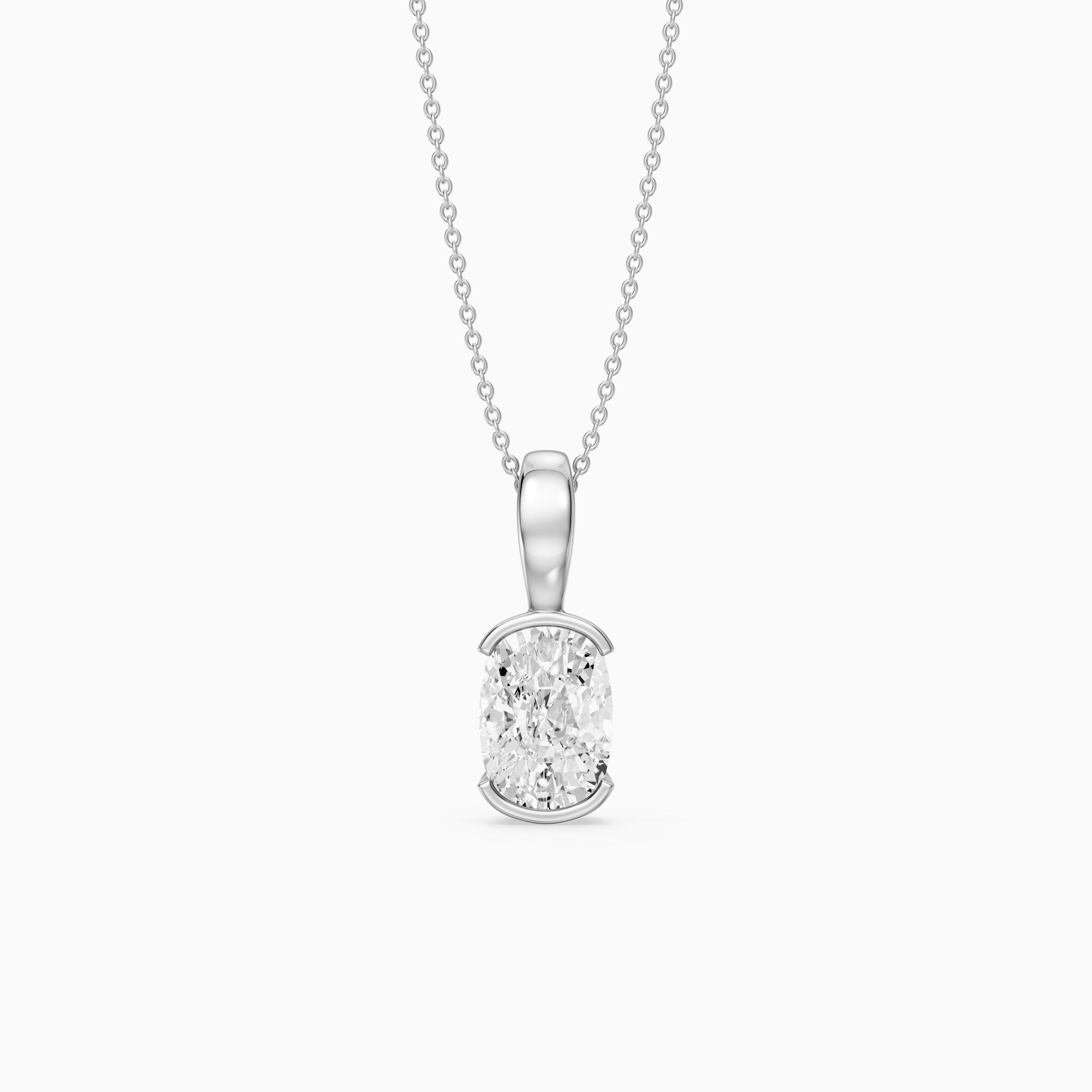 Raya Elongated Cushion Half Bezel Lab Grown Diamond Pendant