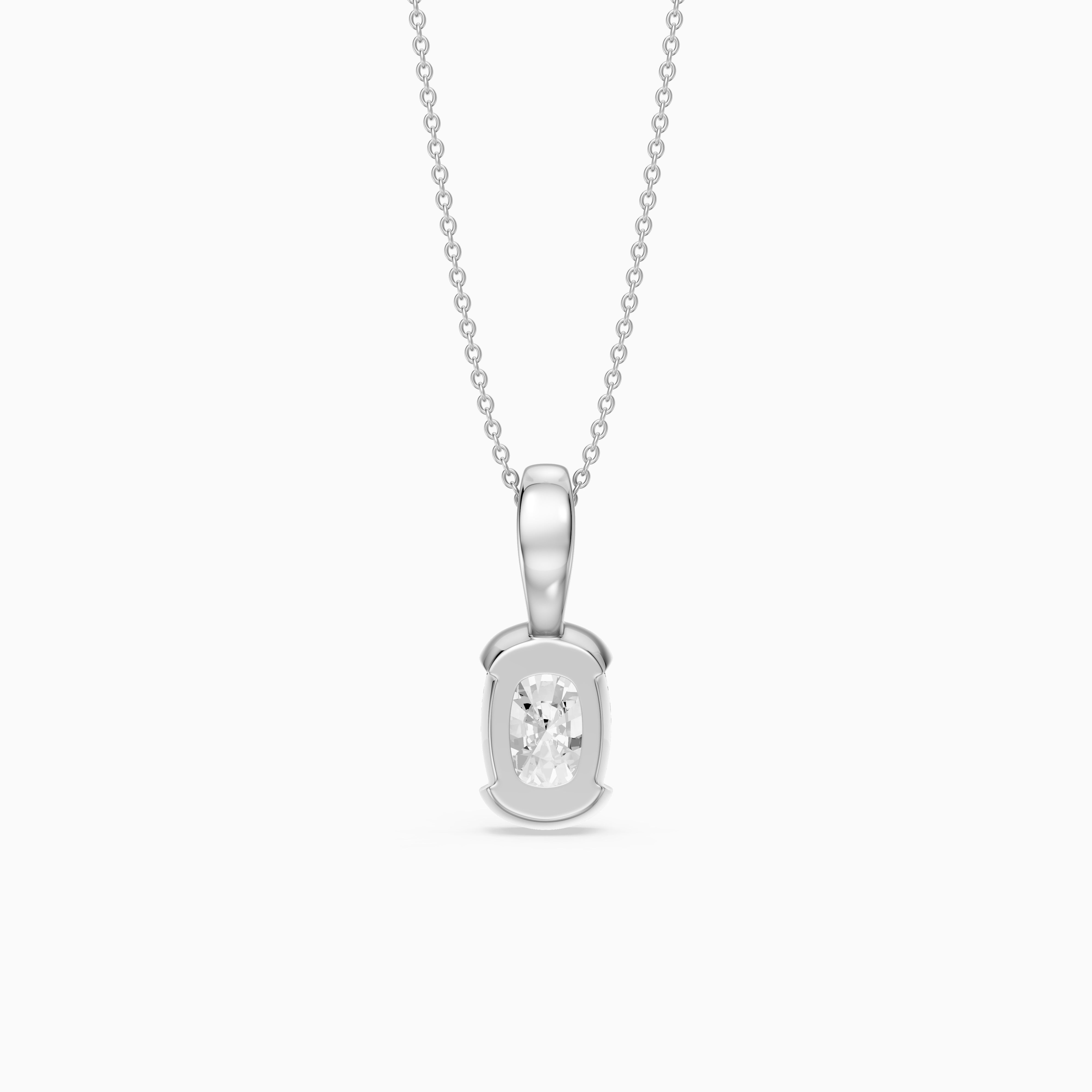 Raya Elongated Cushion Half Bezel Lab Grown Diamond Pendant