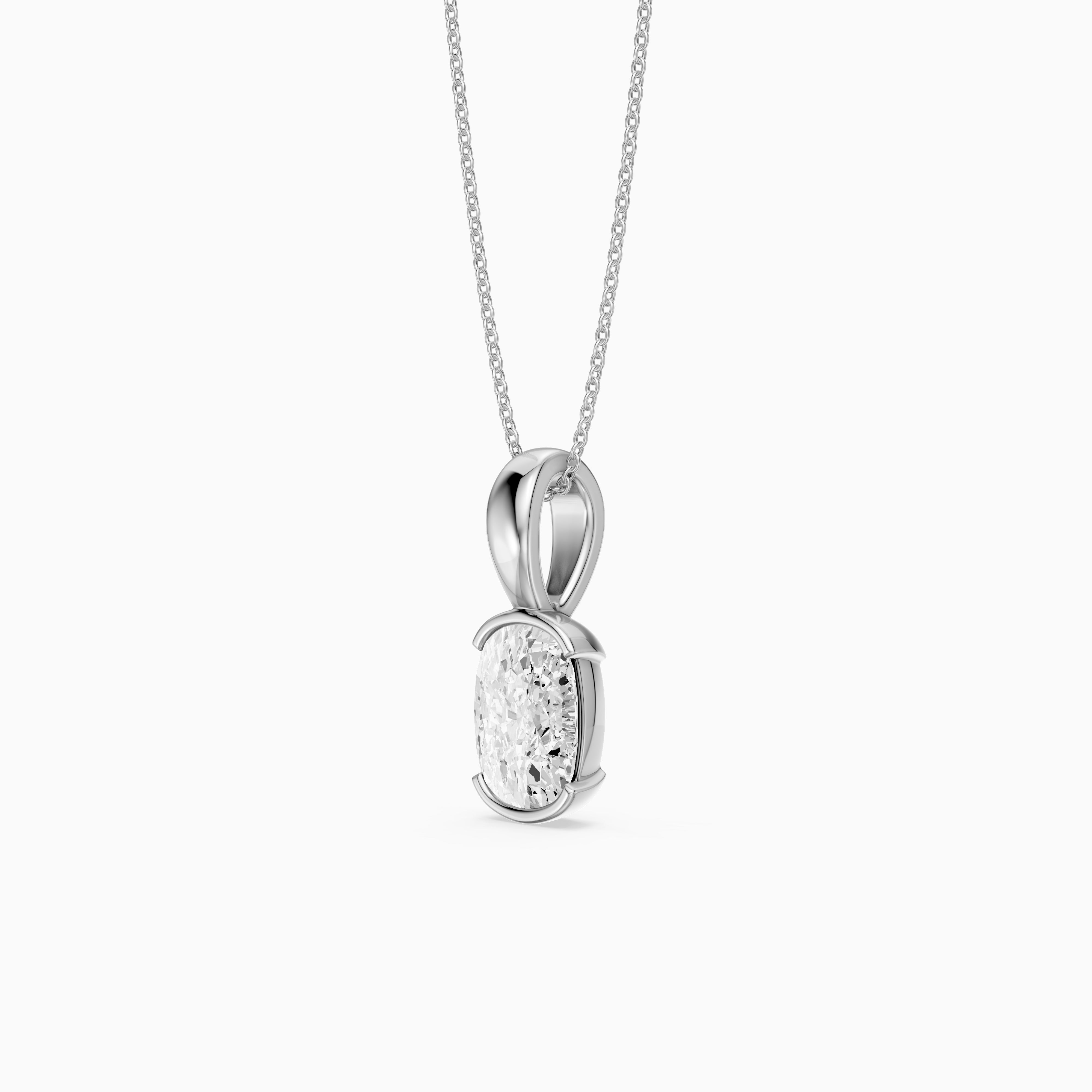 Raya Elongated Cushion Half Bezel Lab Grown Diamond Pendant