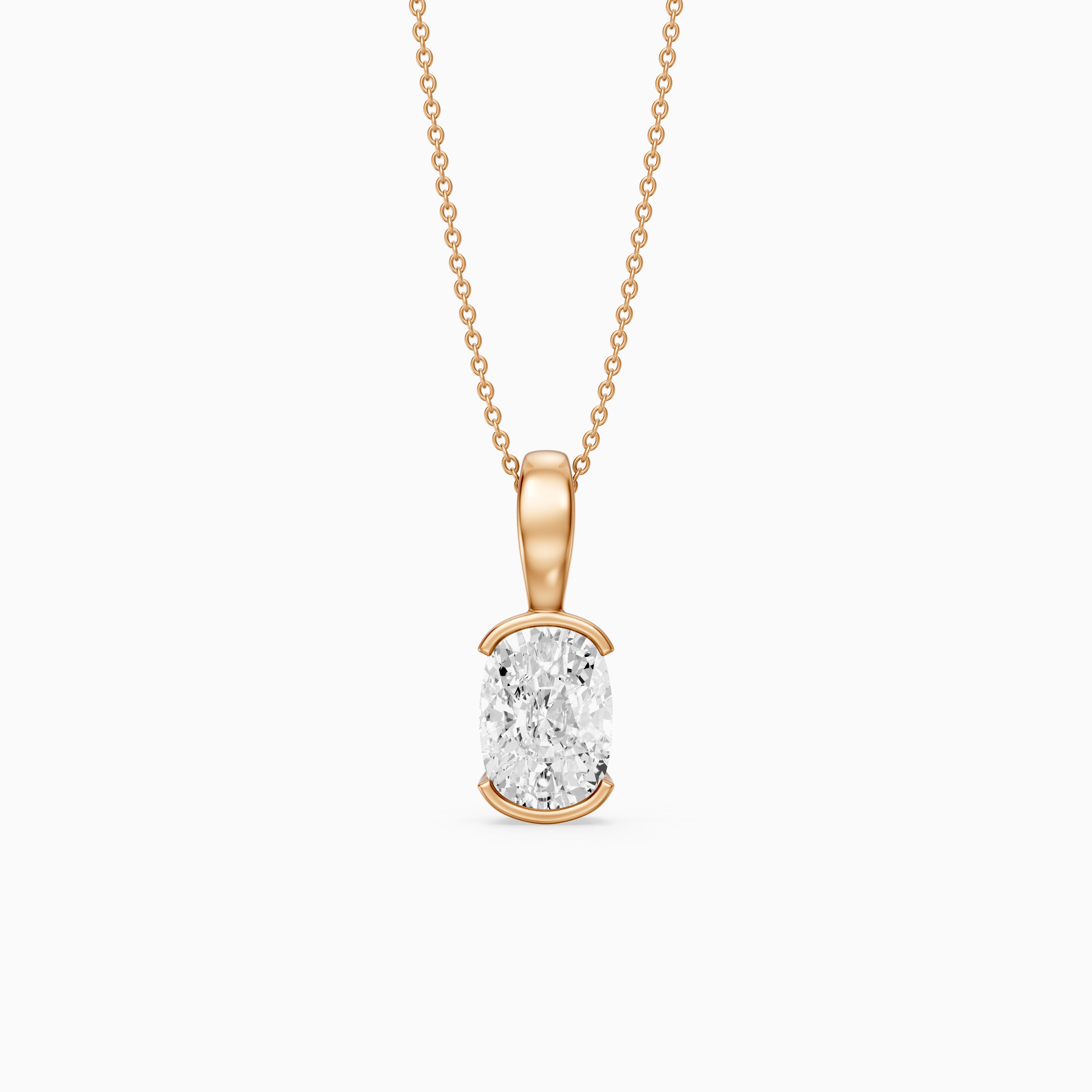 Raya Elongated Cushion Half Bezel Lab Grown Diamond Pendant