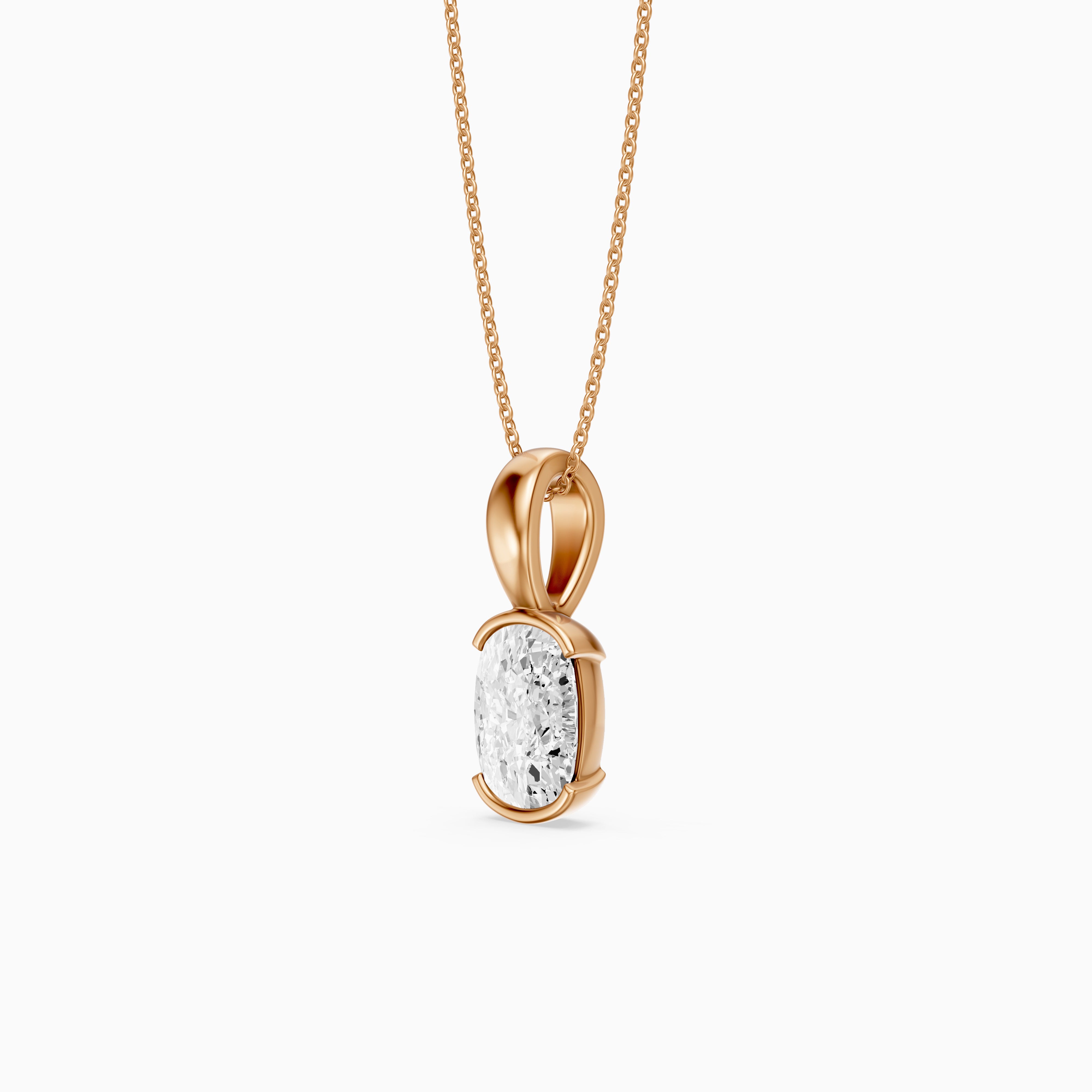 Raya Elongated Cushion Half Bezel Lab Grown Diamond Pendant
