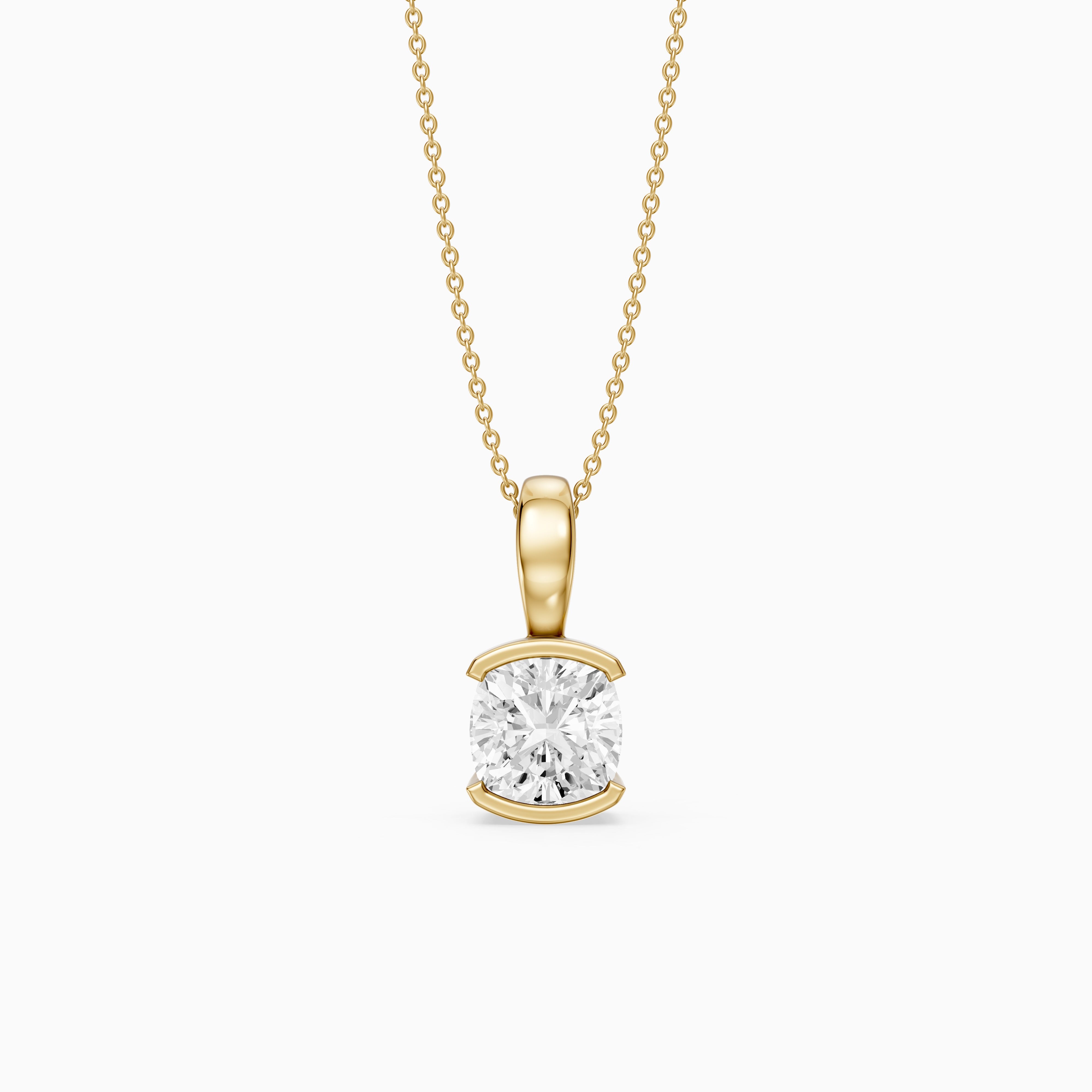Giorgia Cushion Lab Grown Diamond Half Bezel Solitaire Pendant