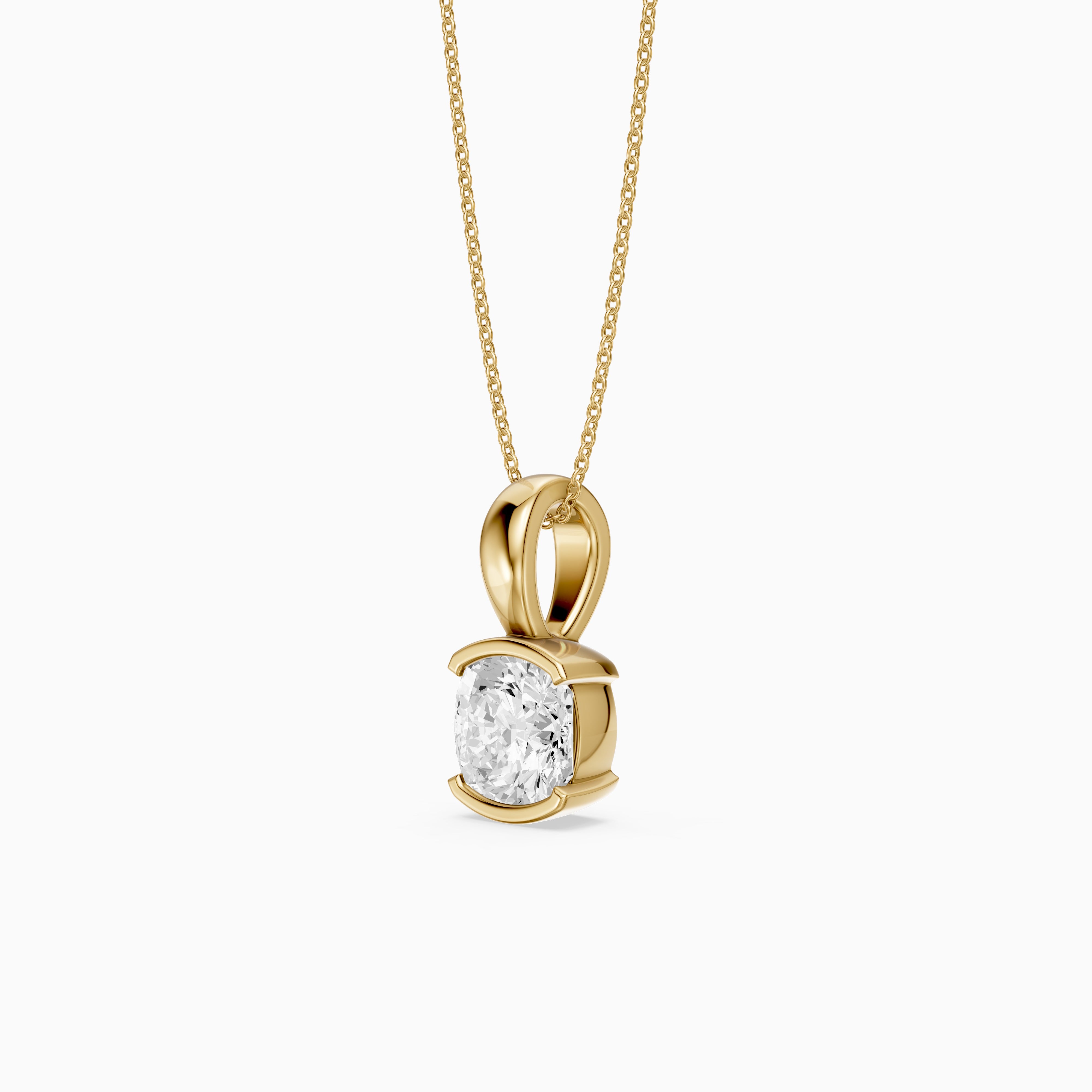 Giorgia Cushion Lab Grown Diamond Half Bezel Solitaire Pendant