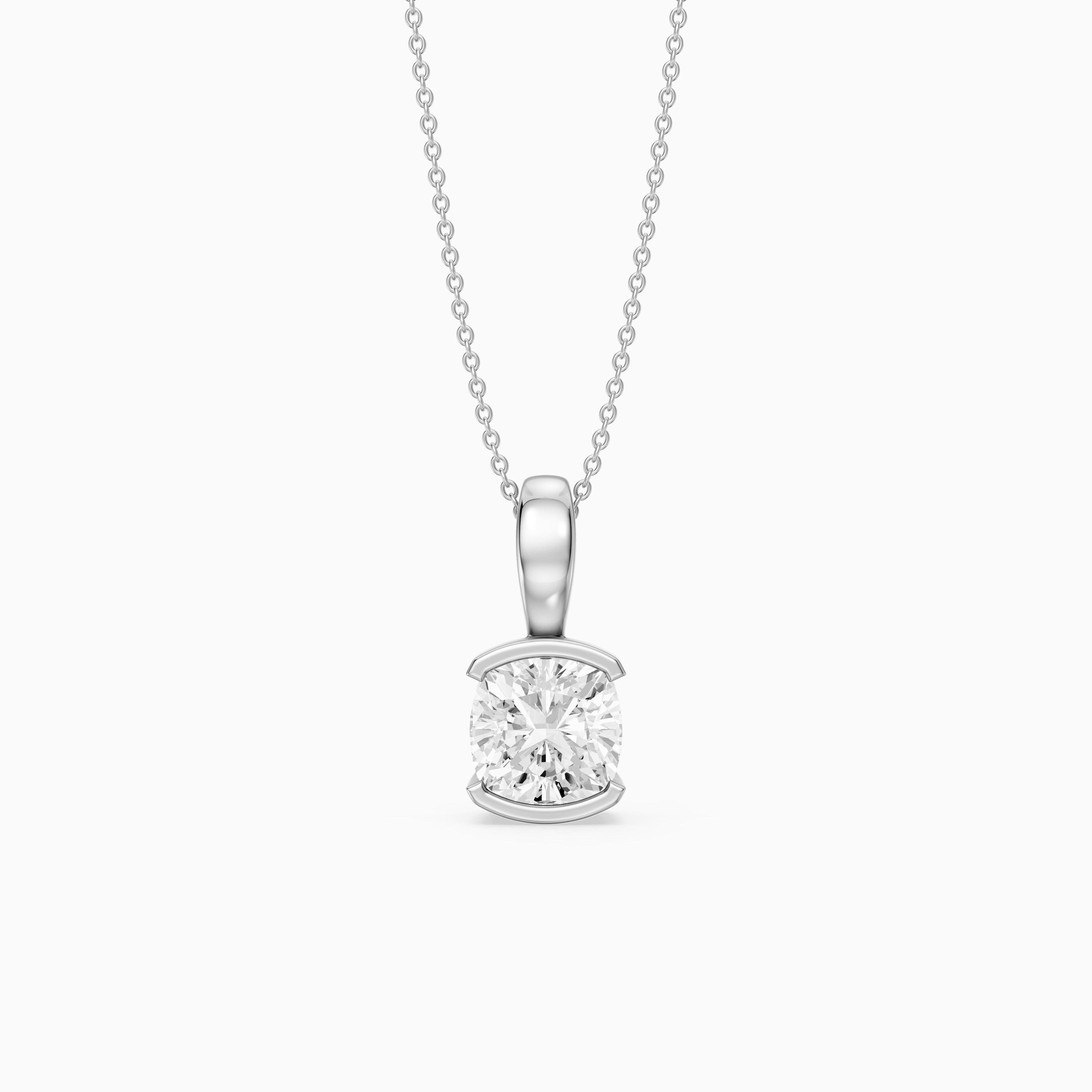 Giorgia Cushion Lab Grown Diamond Half Bezel Solitaire Pendant
