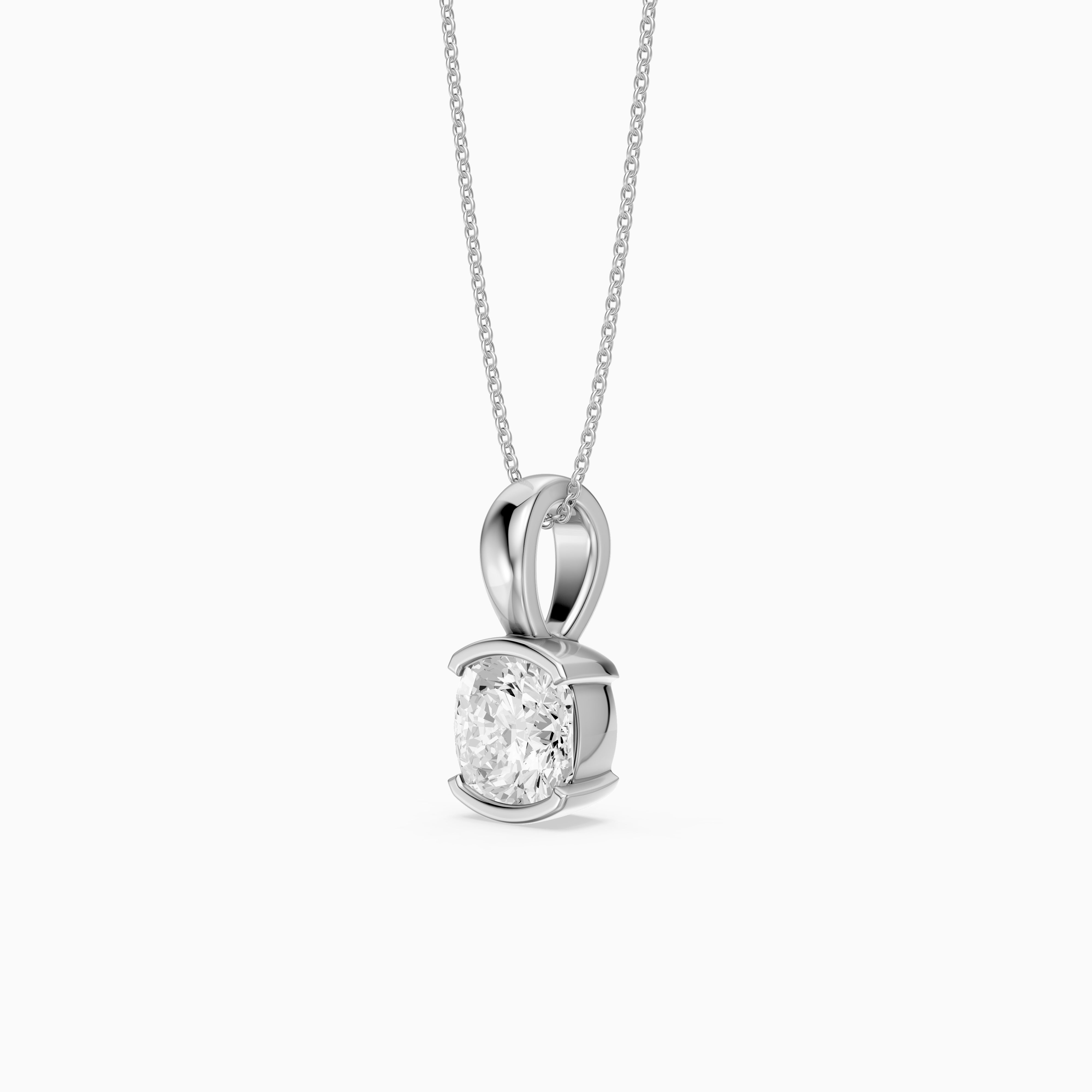 Giorgia Cushion Lab Grown Diamond Half Bezel Solitaire Pendant