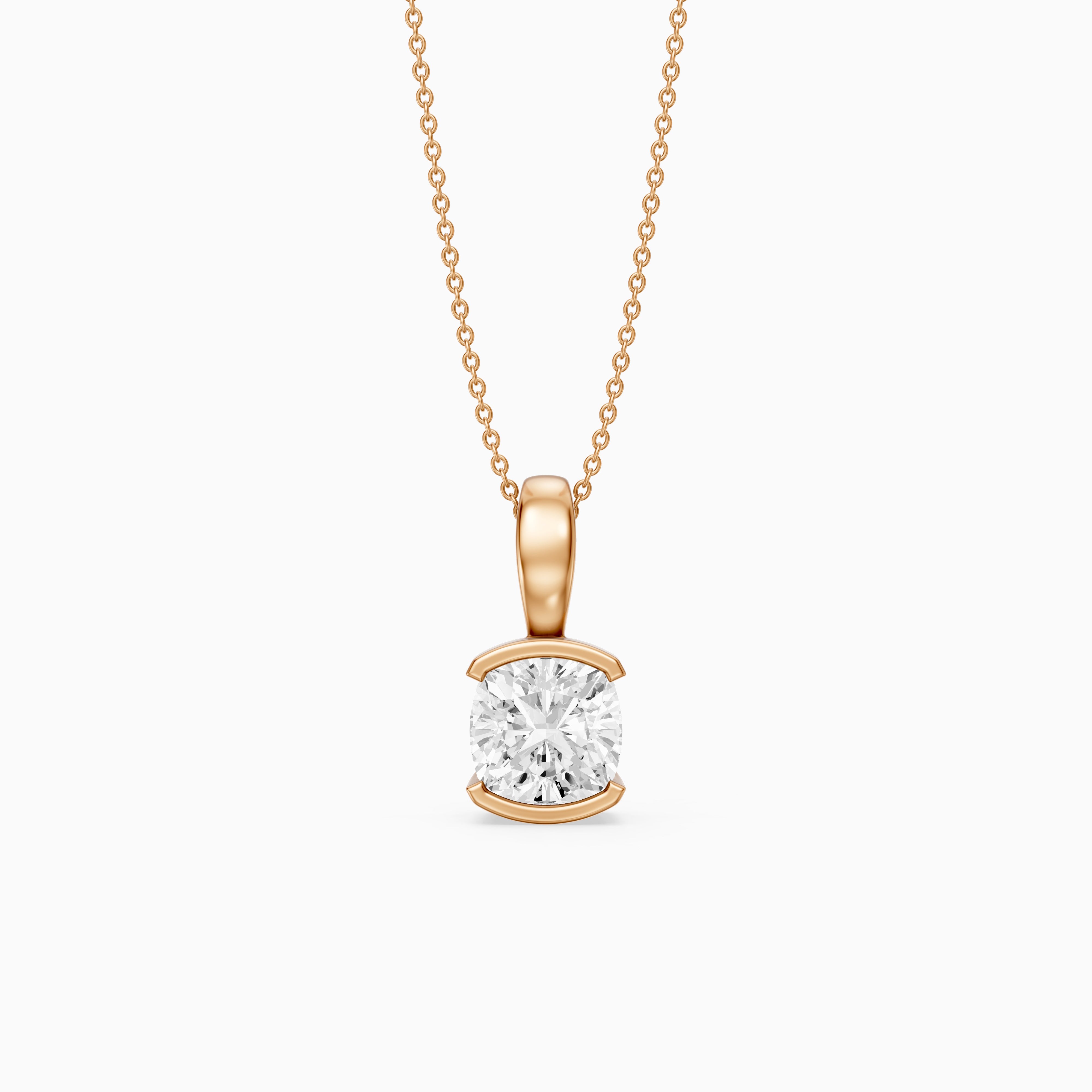 Giorgia Cushion Lab Grown Diamond Half Bezel Solitaire Pendant