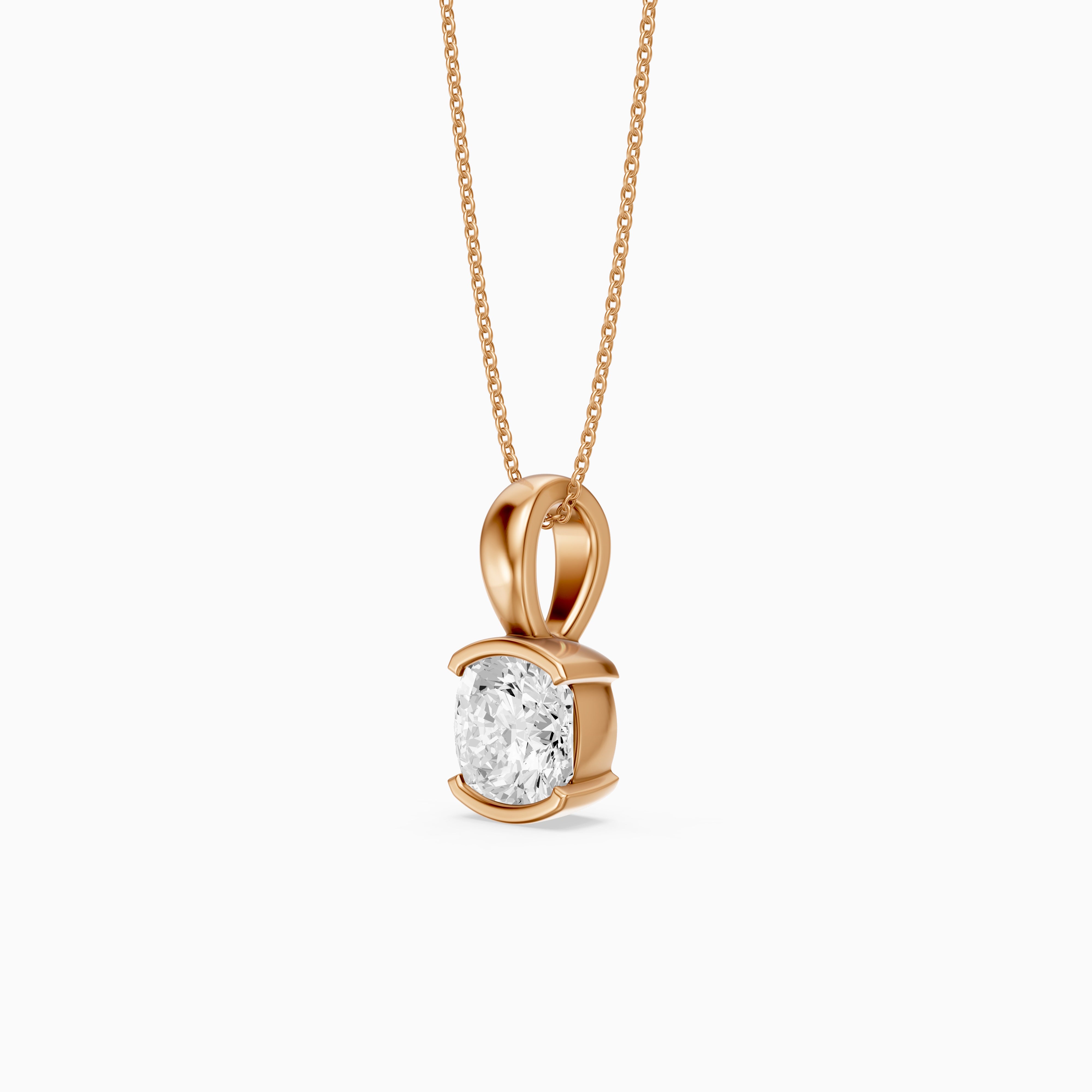 Giorgia Cushion Lab Grown Diamond Half Bezel Solitaire Pendant