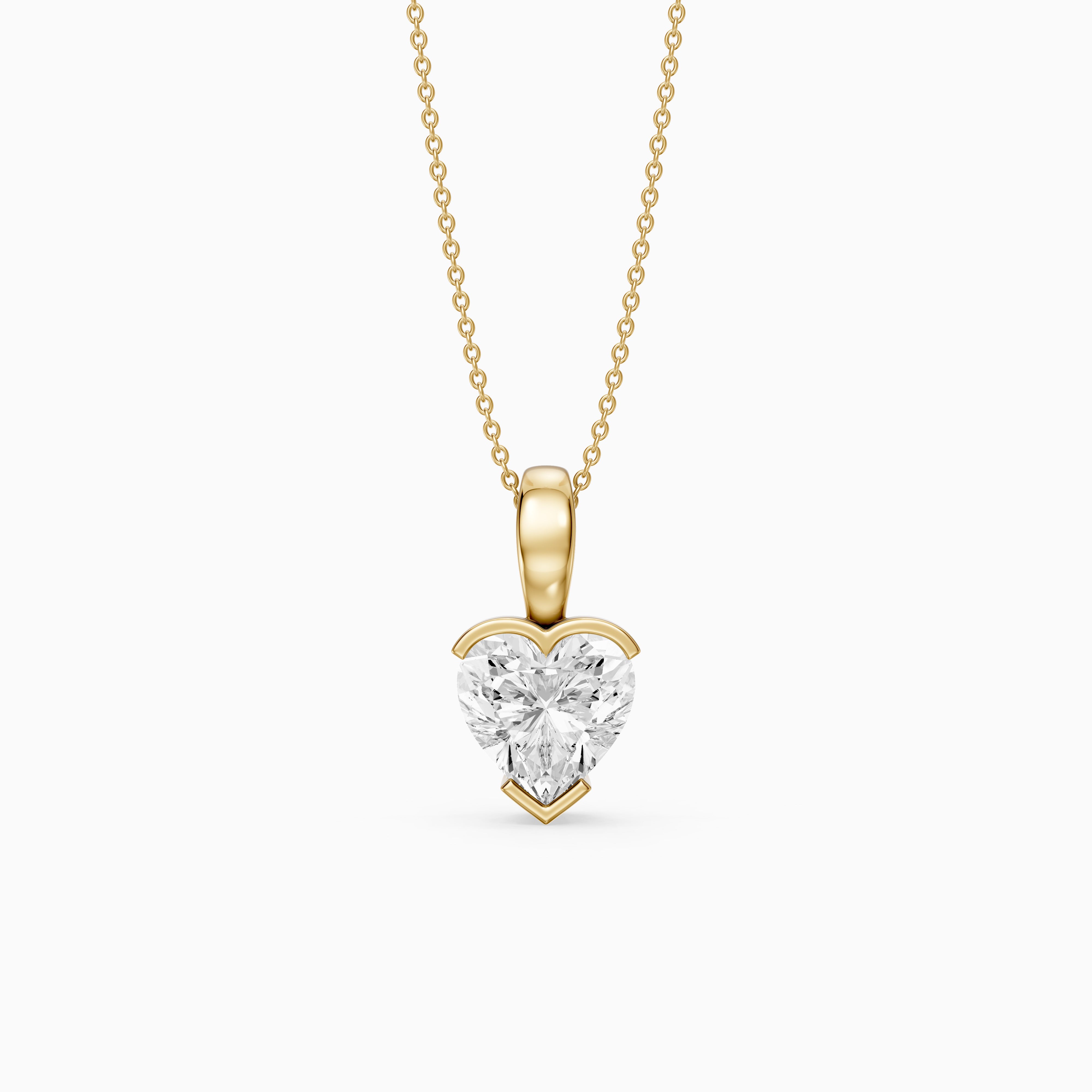 Jordyn Heart Shape Lab Grown Diamond Half Bezel Pendant
