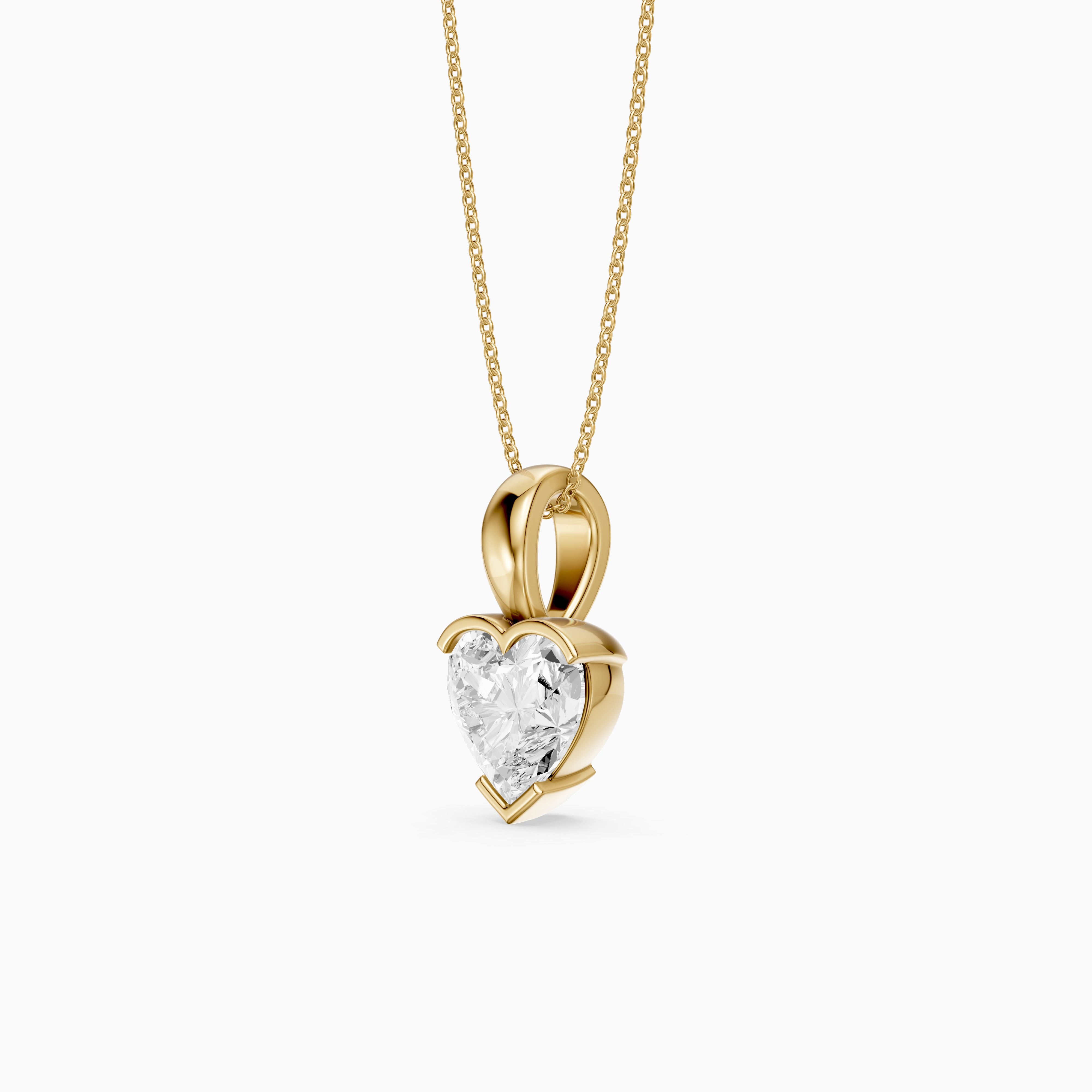 Jordyn Heart Shape Lab Grown Diamond Half Bezel Pendant