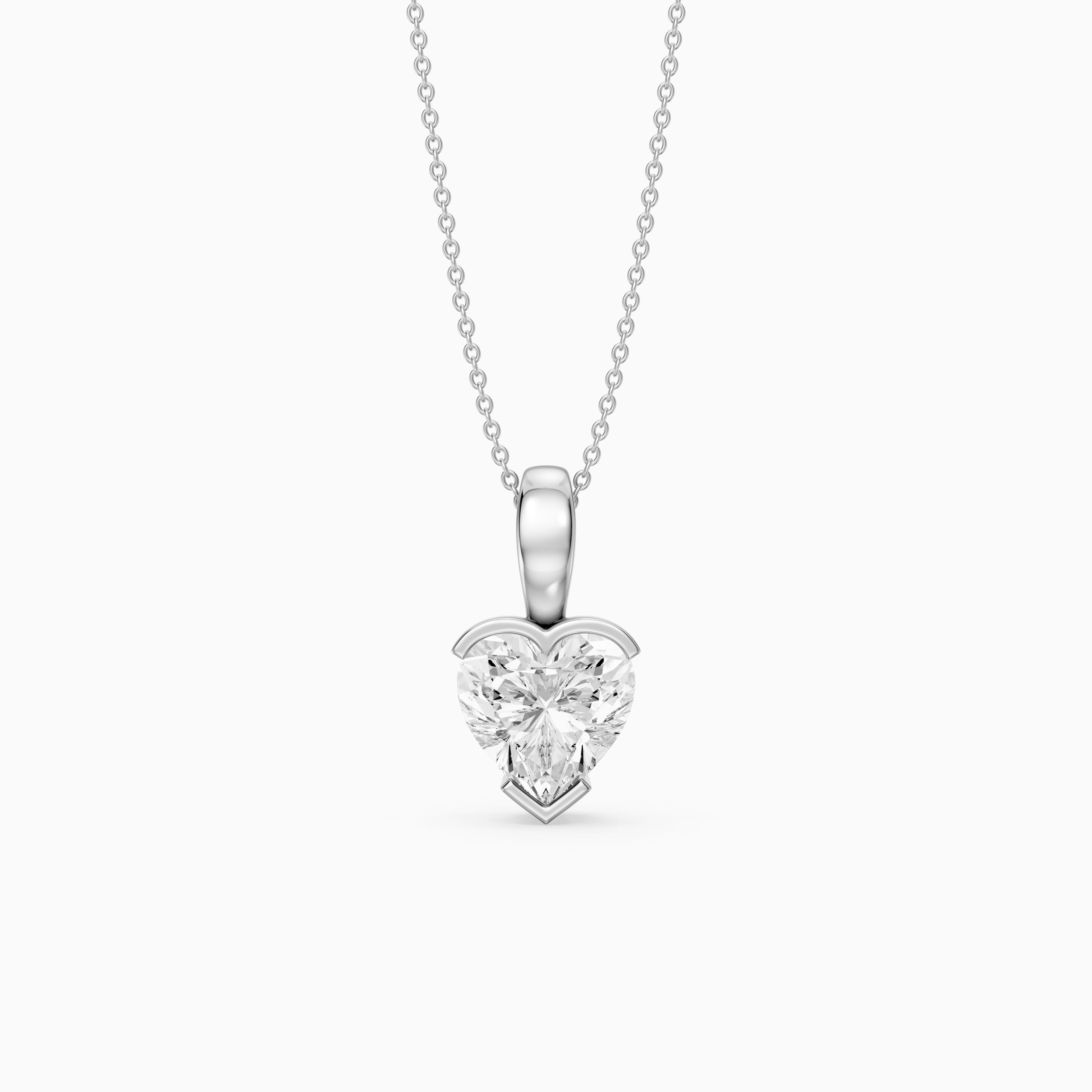 Jordyn Heart Shape Lab Grown Diamond Half Bezel Pendant
