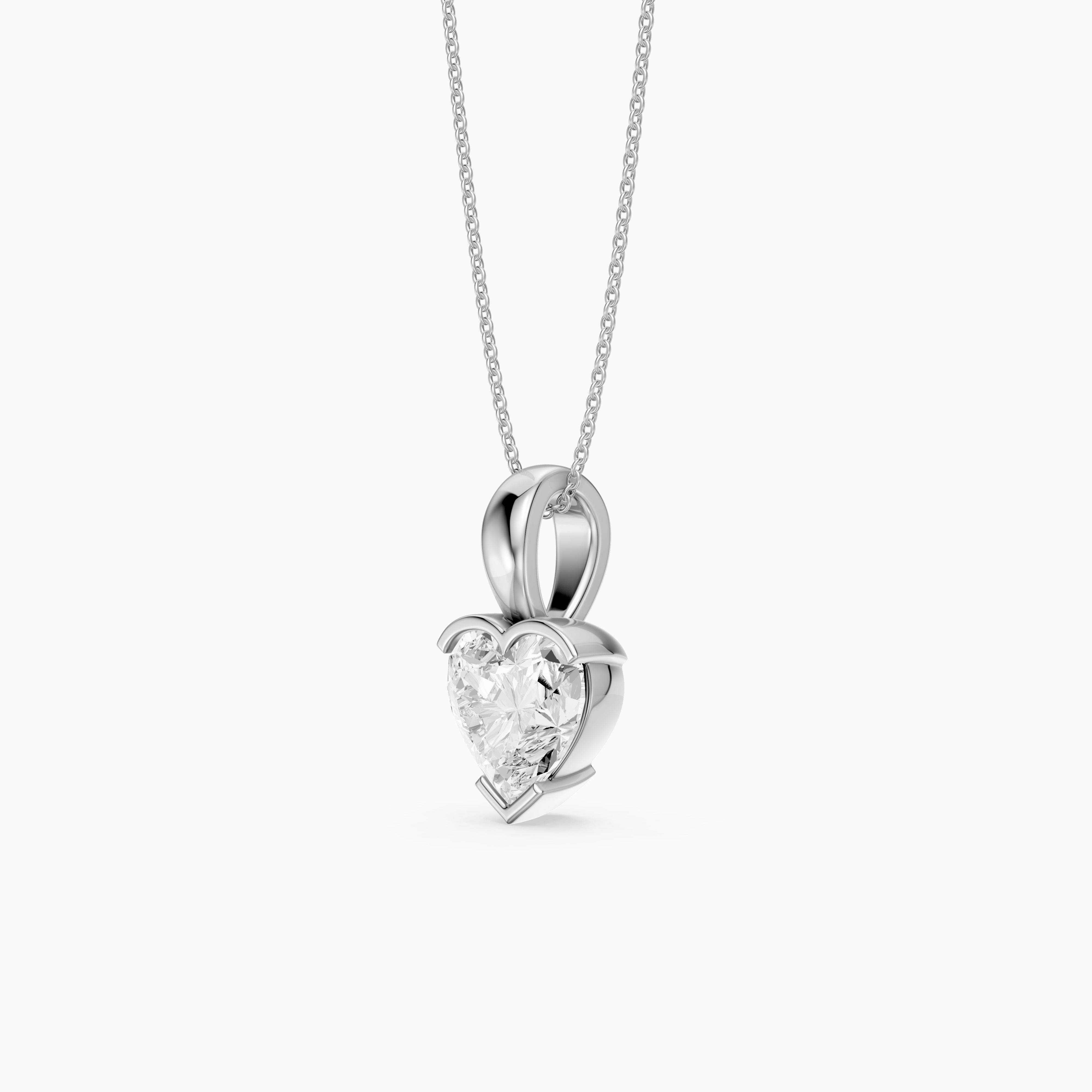 Jordyn Heart Shape Lab Grown Diamond Half Bezel Pendant