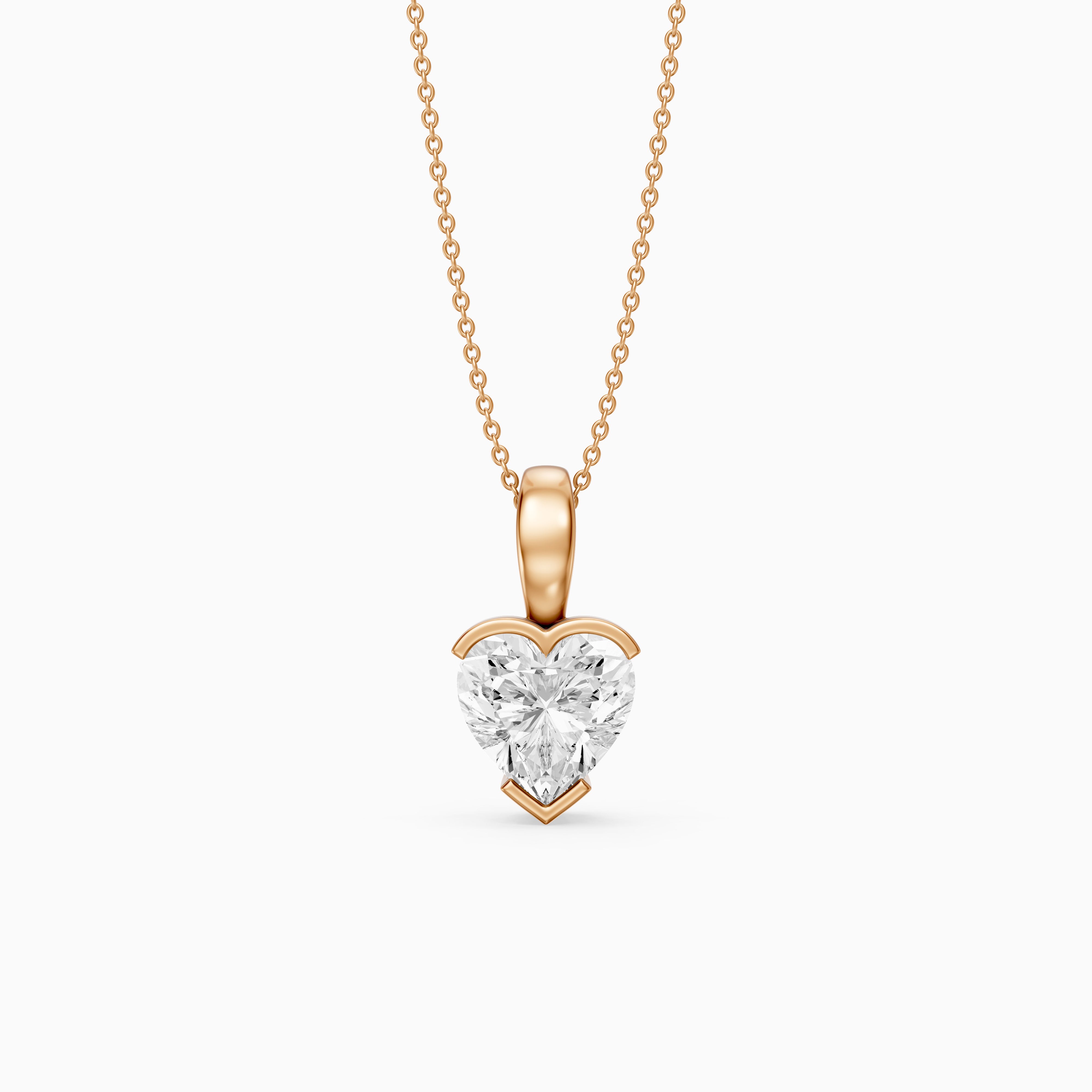 Jordyn Heart Shape Lab Grown Diamond Half Bezel Pendant