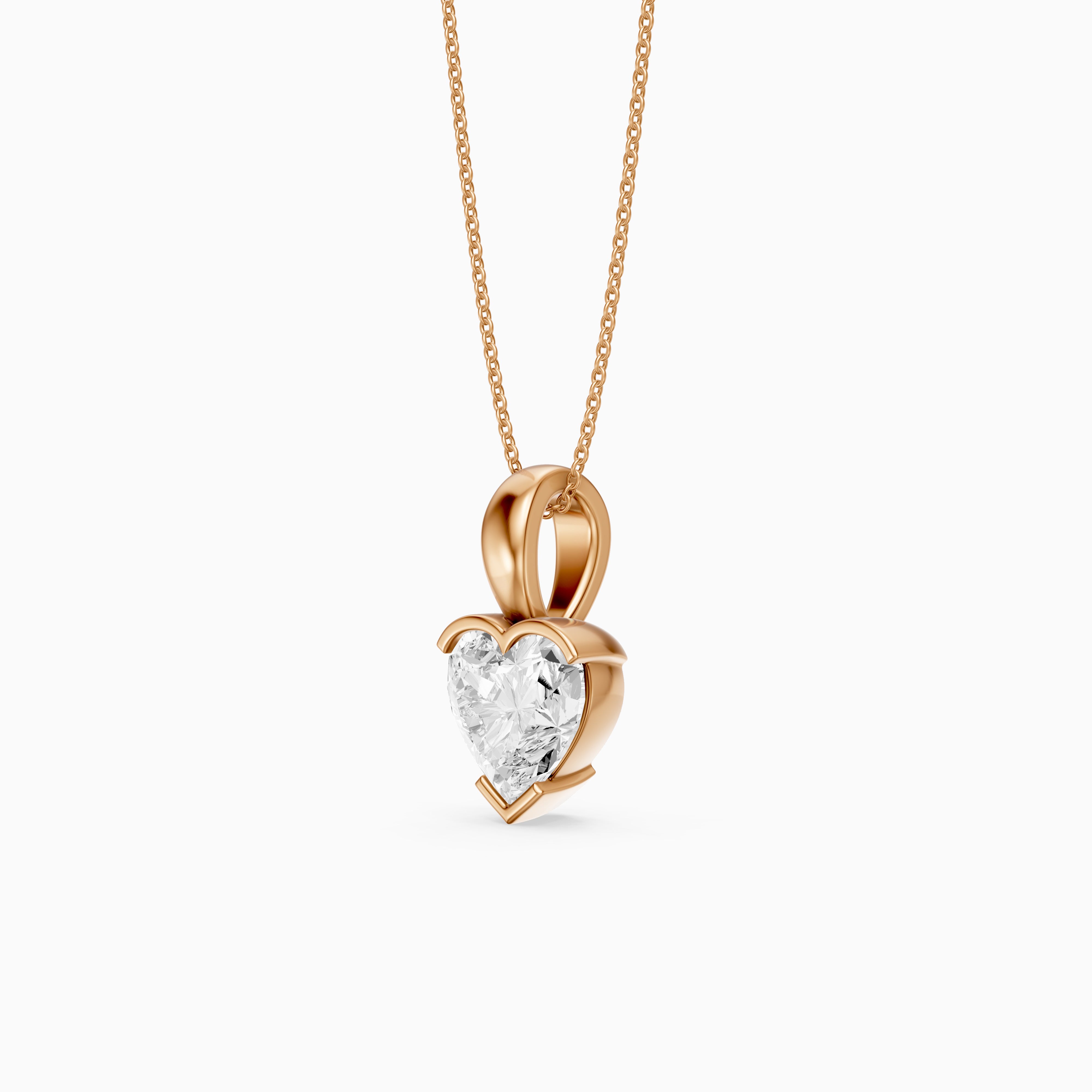 Jordyn Heart Shape Lab Grown Diamond Half Bezel Pendant